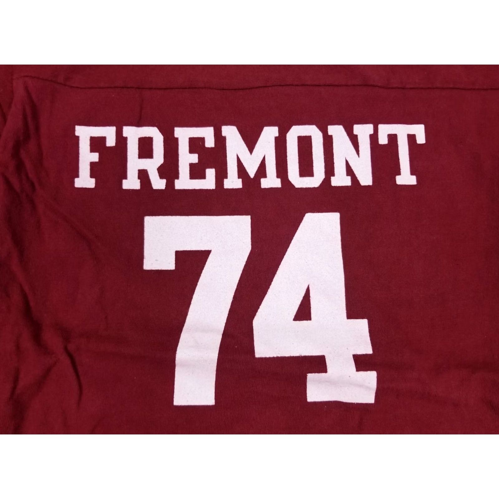 Champion VINTAGE Champion University of Fremont Cotton Football Jersey SZ M Shirt Men Burgundy USA 70s 26” Back 18” Chest Bar Blue Bar Size US M / EU 48-50 / 2 - 2 Thumbnail