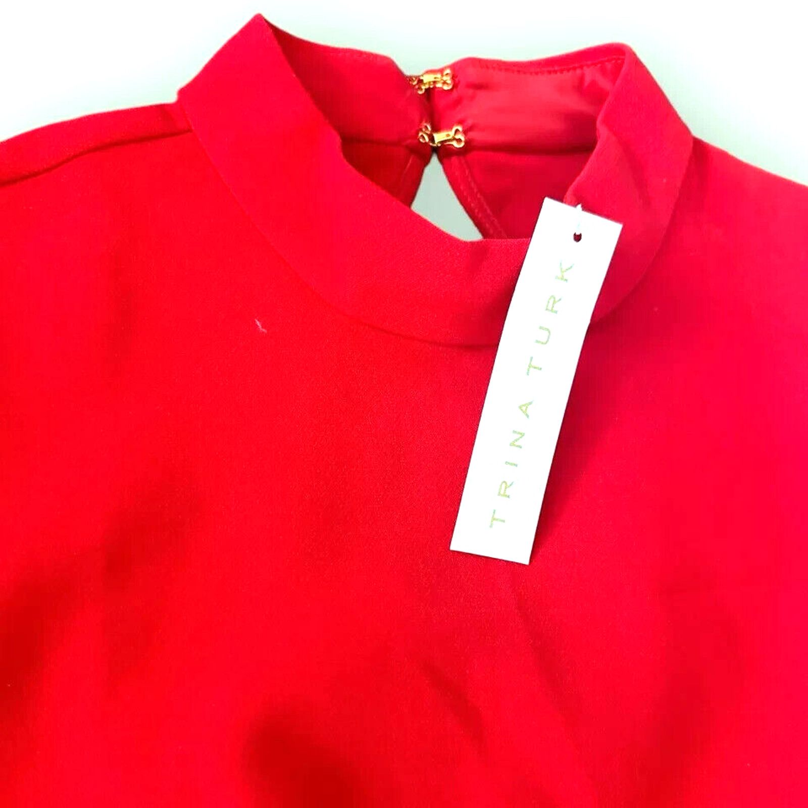 Trina Turk TRINA TURK LONG SLEEVE RED KEYHOLE TUNIC TOP SZ 10 Size L / US 10 / IT 46 - 2 Thumbnail