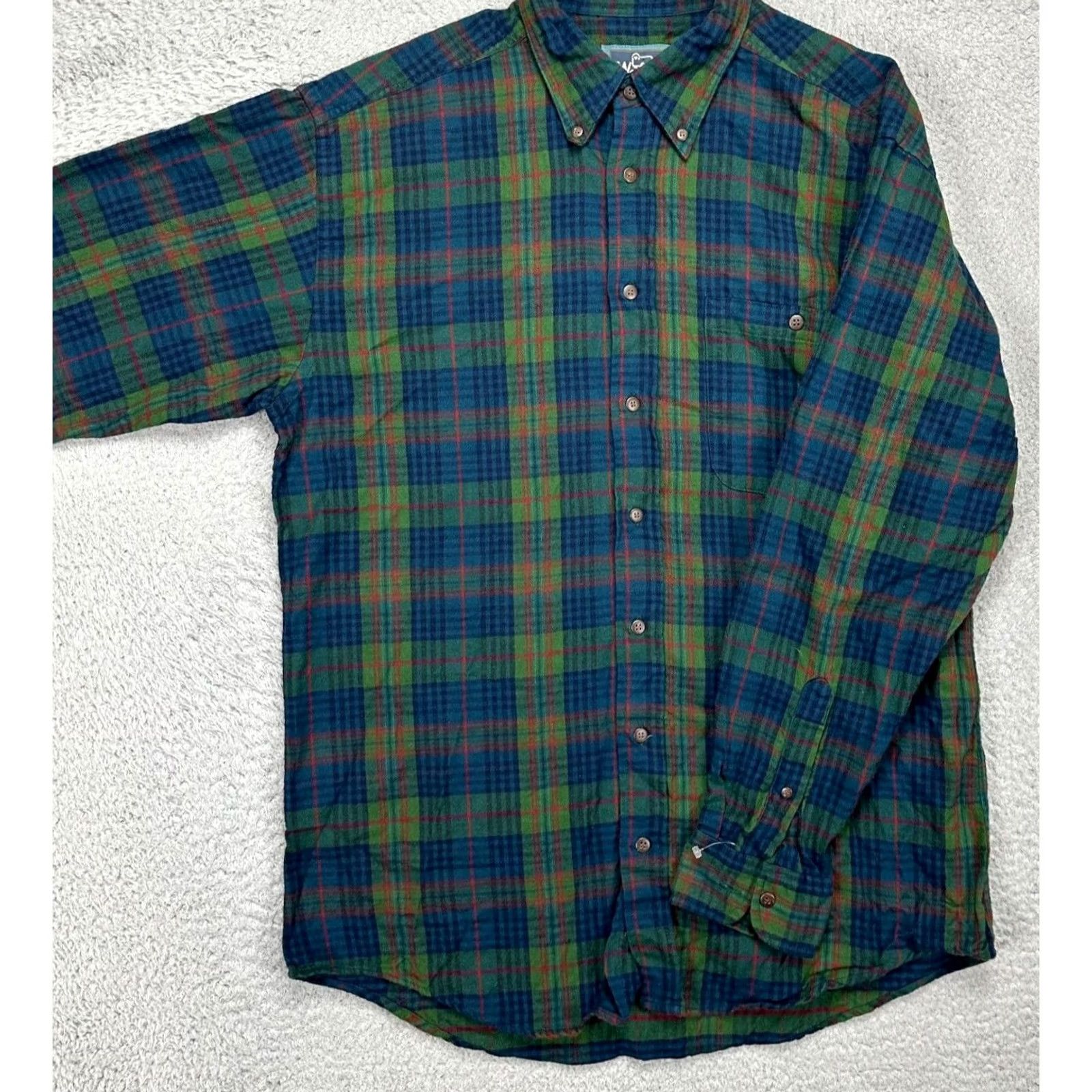 Vintage Woolrich Shirt Adult Medium Green Blue Plaid Flannel 100% Cotton Button Down Men Size US M / EU 48-50 / 2 - 3 Thumbnail