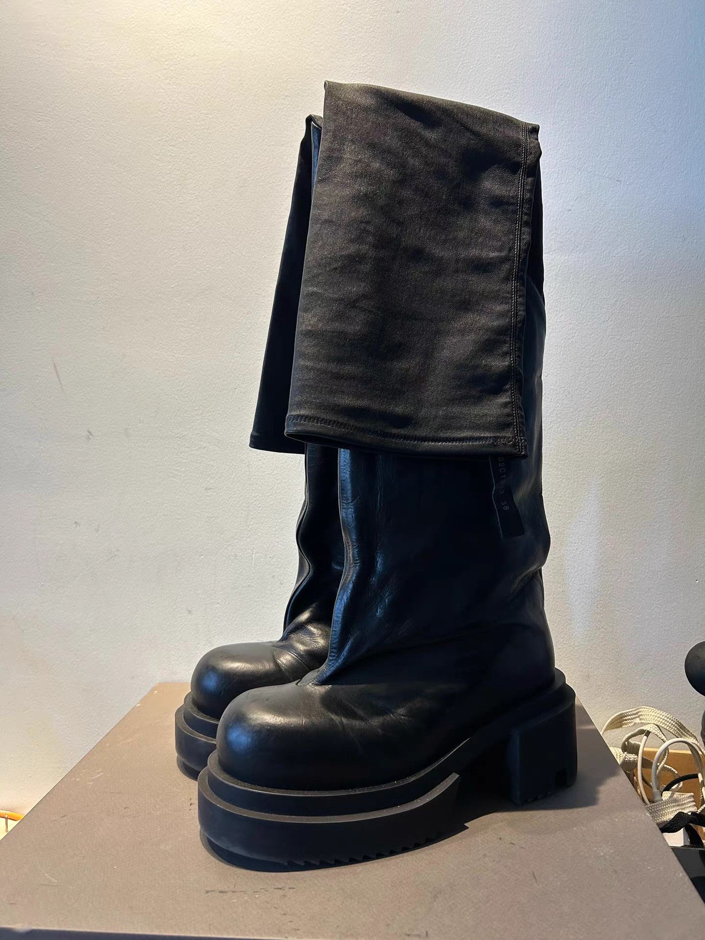 Rick Owens Runway High-Top Leather Boots