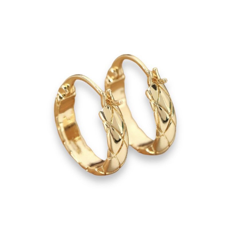 Other Polished Metal Texture Gold Hoop Earrings for Women Size ONE SIZE - 1 Thumbnail