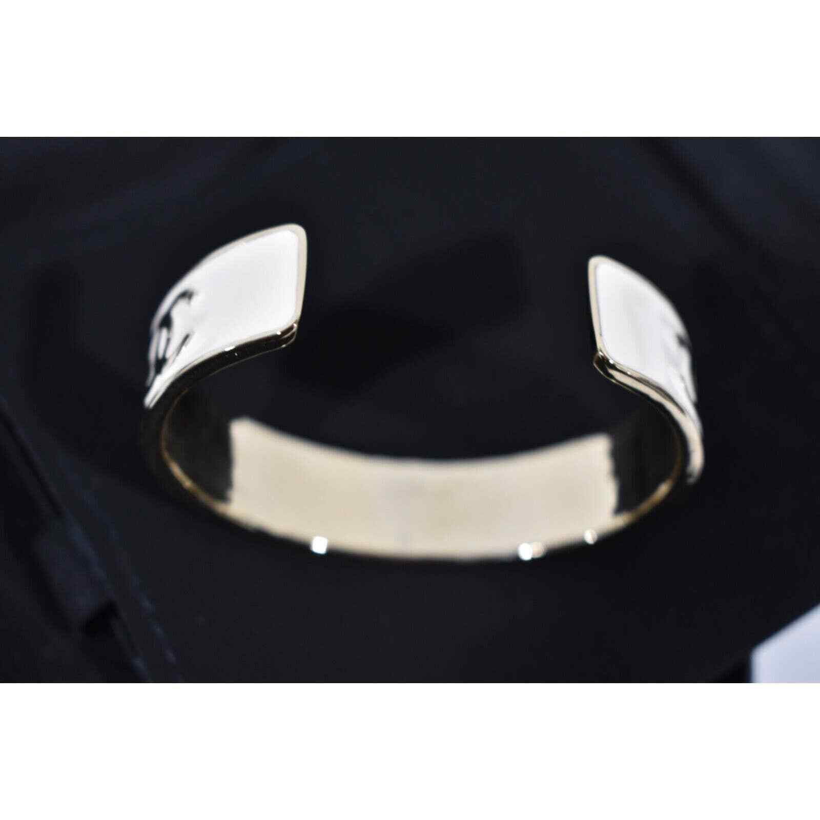Chanel Chanel 22S Gold White Enamel Metal Arm Cuff Bracelet Small Size ONE SIZE - 10 Thumbnail