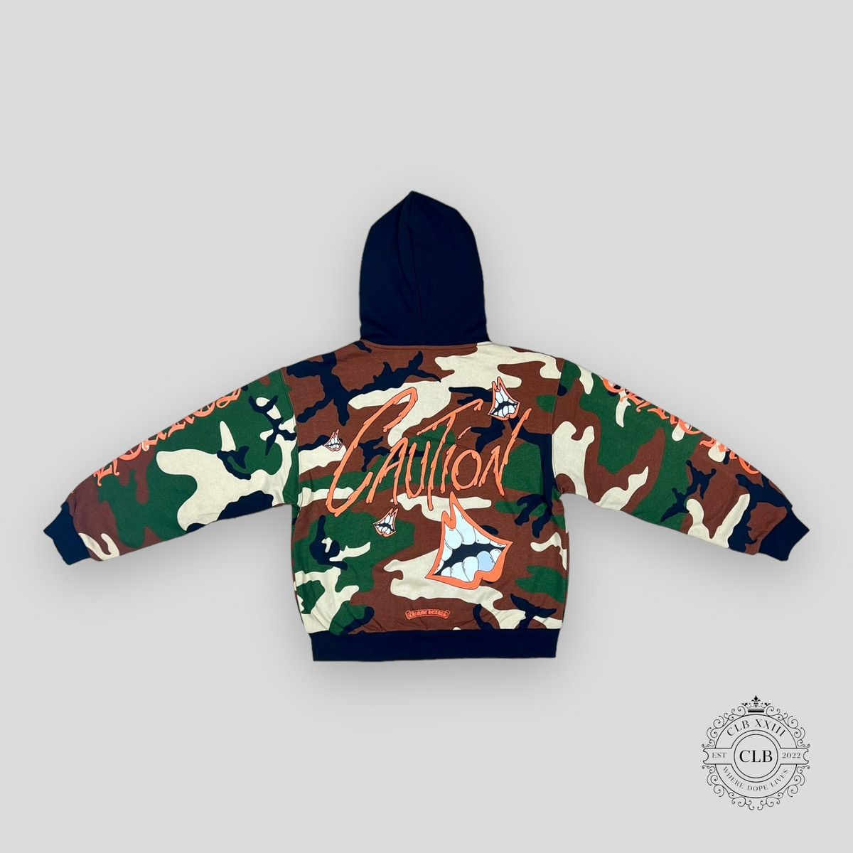 コラボ♪【Chrome Hearts × Matty Boy】Caution thermal hoodie Chrome Hearts Matty Boy Camouflage Caution Hoodie – Savonches
