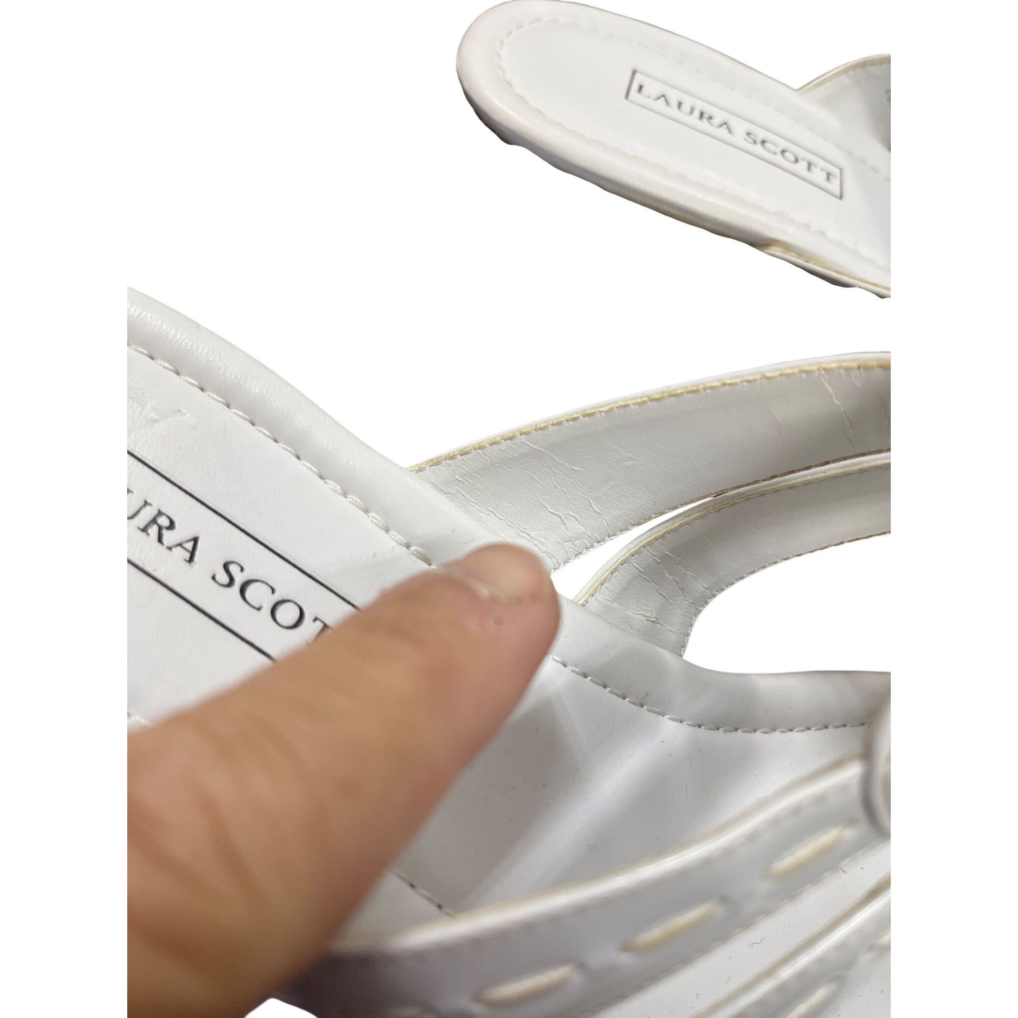 Other Laura Scott wms white silver accent slip open toe sandals sz Size US 9.5 / IT 39.5 - 4 Thumbnail