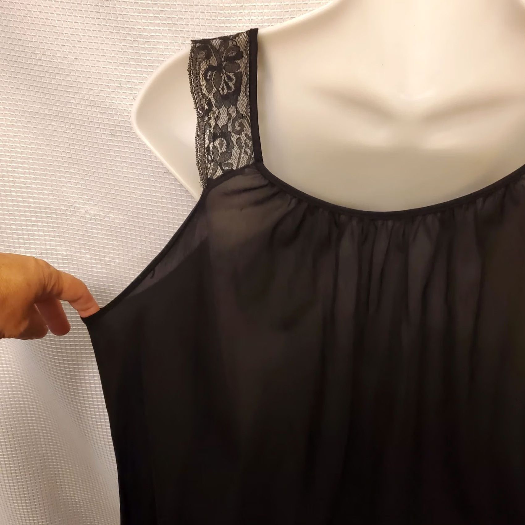 Vintage VINTAGE Berkliff Womens Maxi Slip Dress Lace Shoulder 1980s Black L Victorian Day Dress Mens Womens Girls Size L / US 10 / IT 46 - 6 Thumbnail