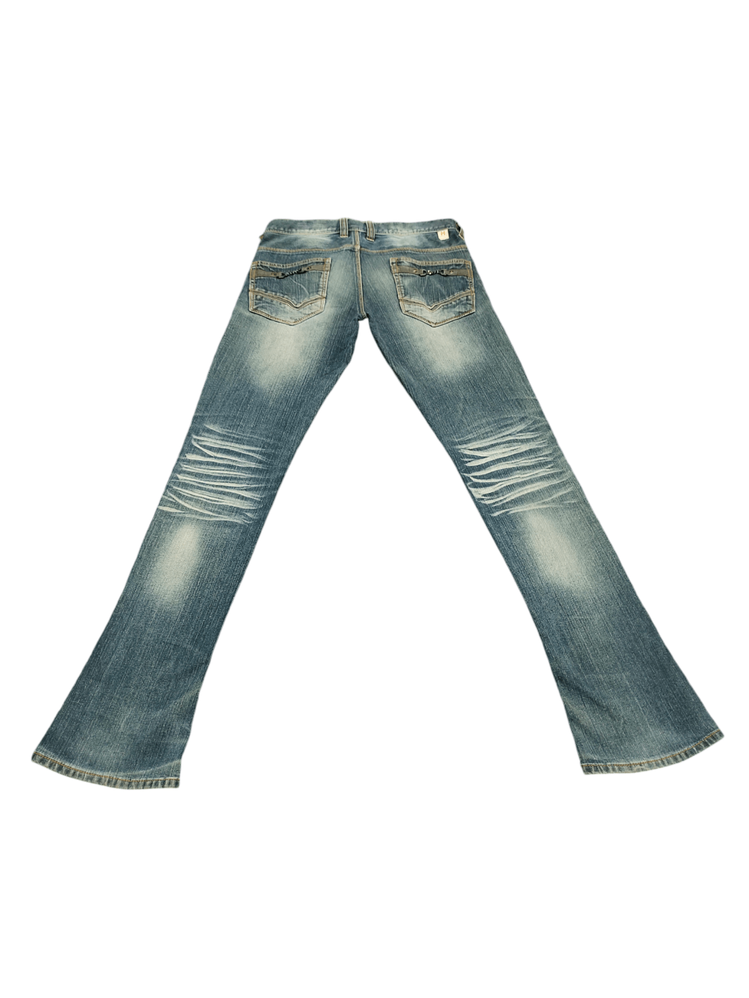If Six Was Nine Flare Slim Jeans Nicole Club Clawmark Distress Faded Bootcut Size US 30 / EU 46 - 16 Thumbnail