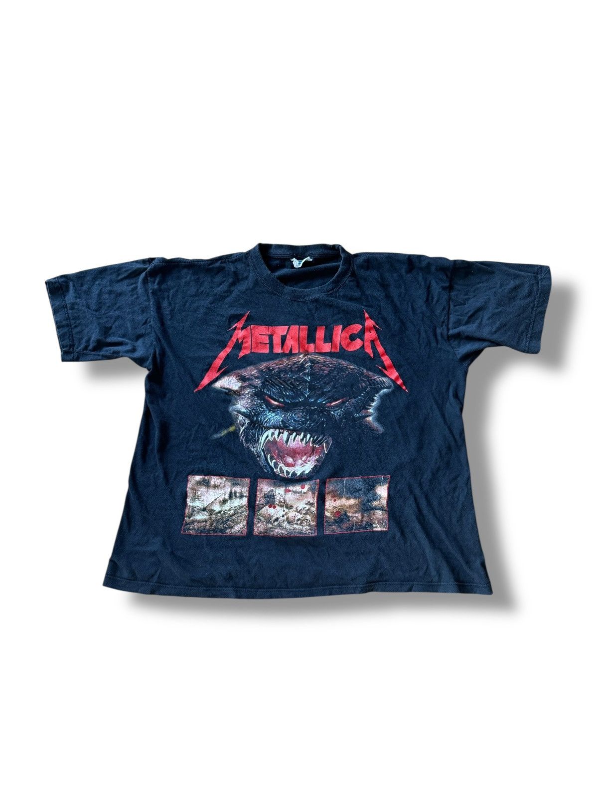 Metallica *RARE* VINTAGE METALLICA KAIJU « GODZILLA » BAND TEE 90s 00s Size US XL / EU 56 / 4 - 1 Thumbnail