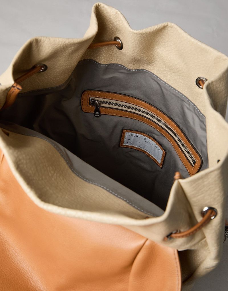 Brunello Cucinelli o1la1rc1a0326 Size:OS / Cowhide Leisure Backpack Cream/Brown Size ONE SIZE - 5 Thumbnail