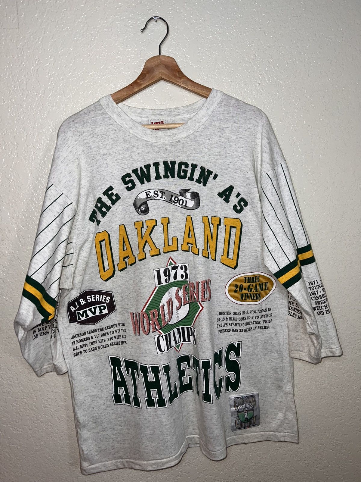 Cooperstown Collection Vintage Oakland Athletics 3/4 Length Sleeve Shirt Size Large Size US L / EU 52-54 / 3 - 4 Thumbnail