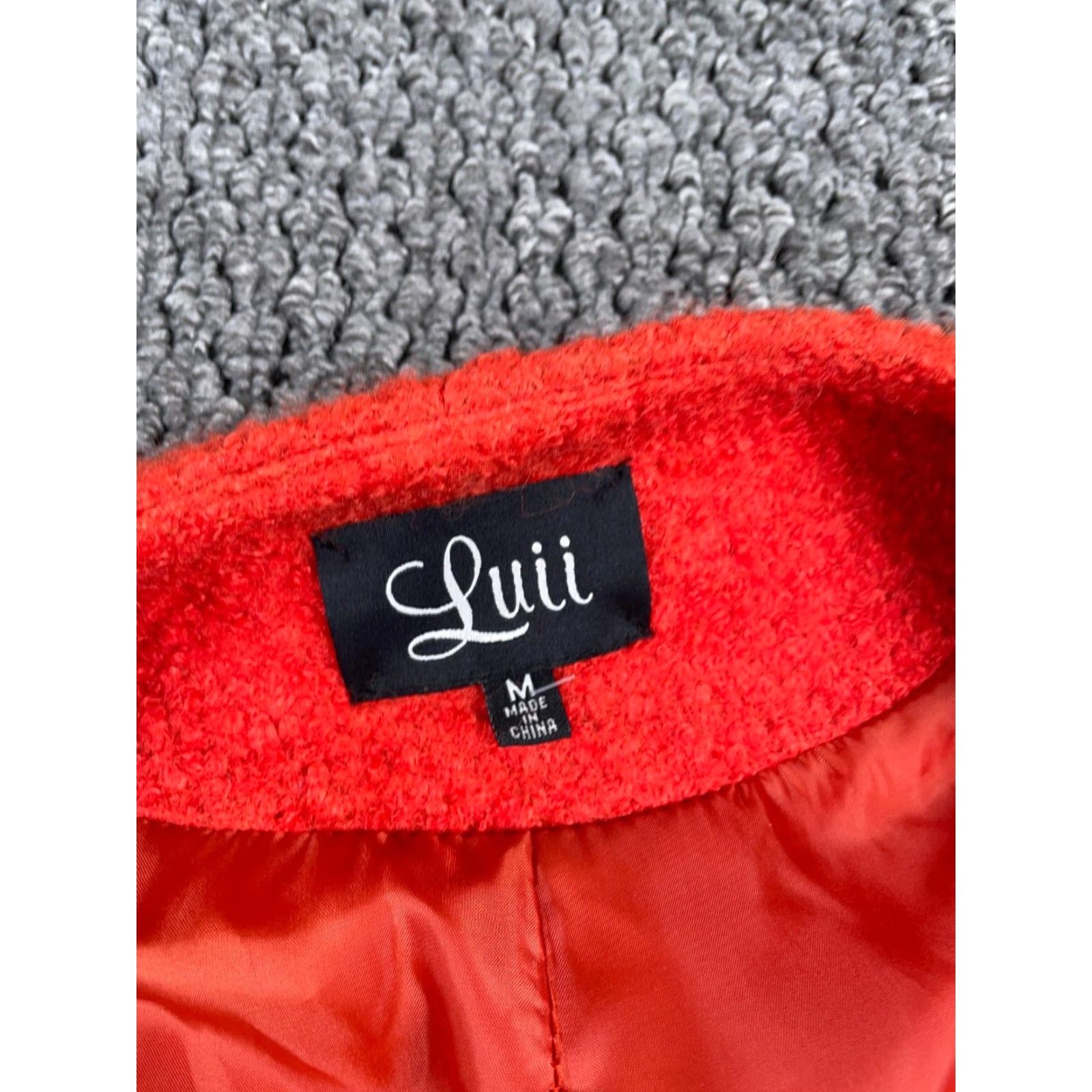 Vintage Luii Motorcycle Jacket Women's Small Boiled Wool Orange Boxy Fit Zip Biker Style Size S / US 4 / IT 40 - 3 Thumbnail