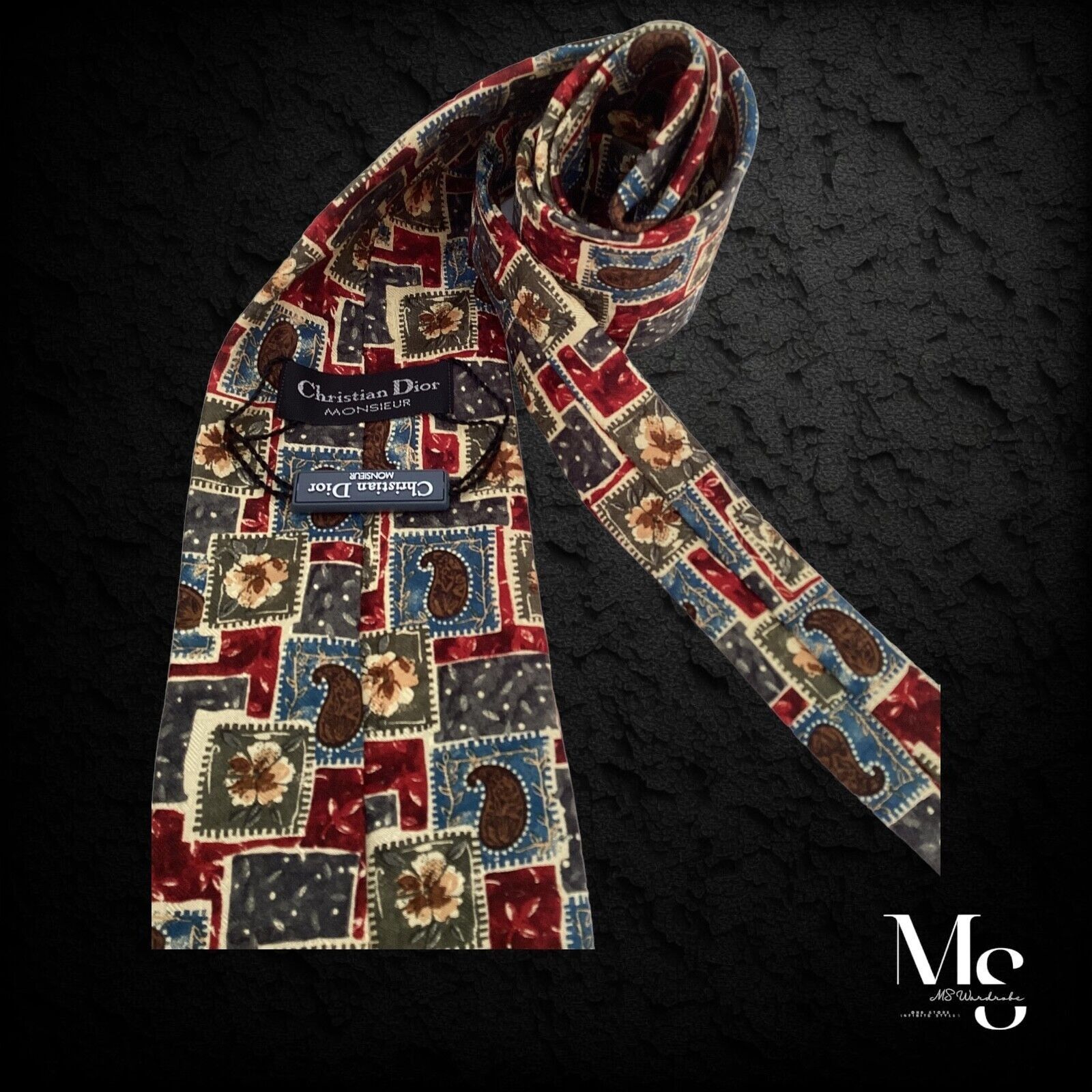Christian Dior Monsieur CHRISTIAN DIOR MONSIEUR Multicolor Floral & Paisley Silk Tie Size ONE SIZE - 2 Thumbnail