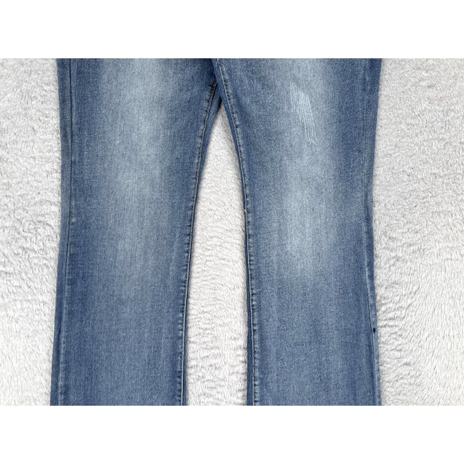Denime Flare Jeans Womens Large Blue Med Wash Mid Rise Stretch Regular Fit 26x29 Denim Size 36" / US 14 / IT 50 - 4 Thumbnail