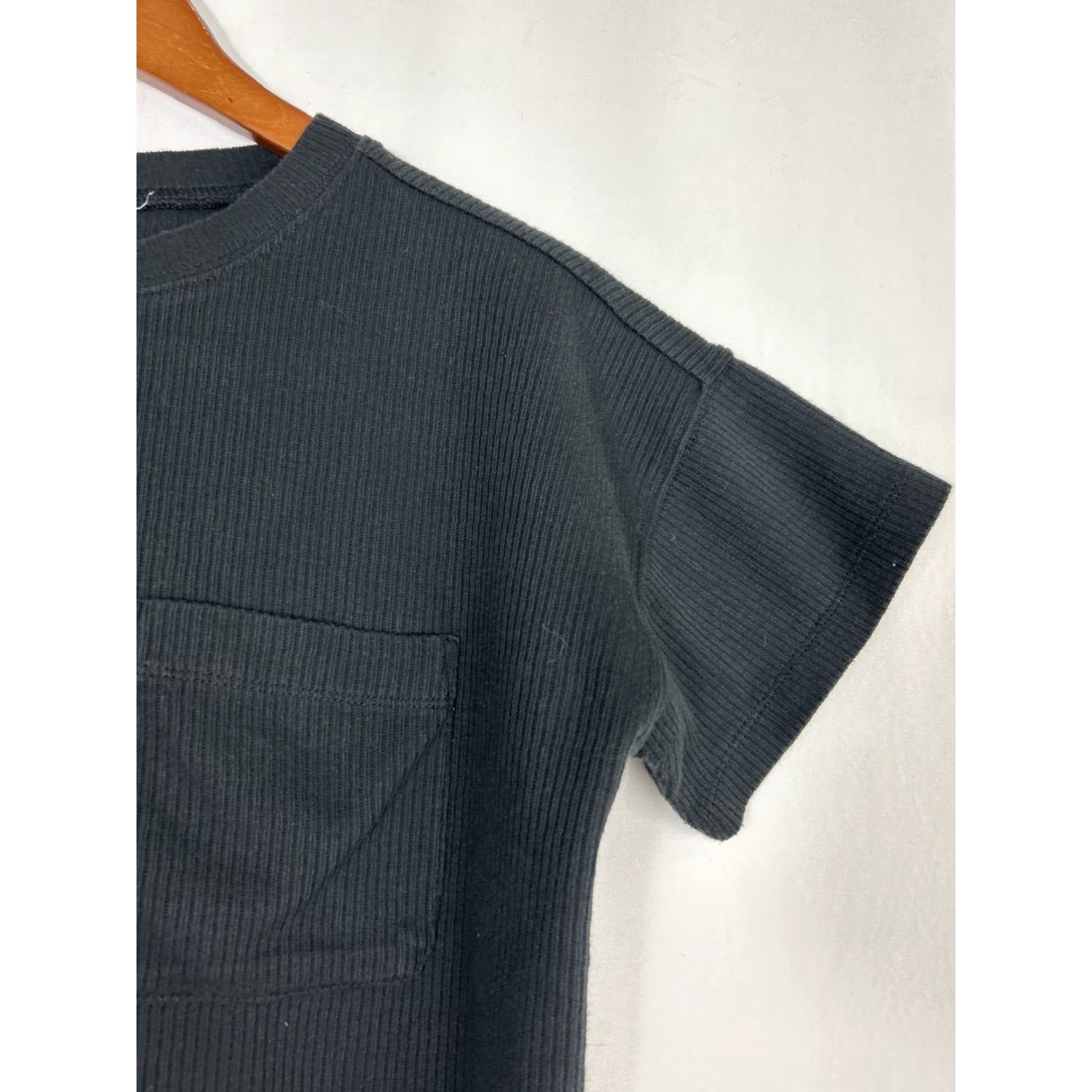 Madewell Madewell XS rib T-Shirt Dress Black Front Pocket Chest Cotton Blend Dress T-Shirt Women XS Black Pockets 90s? Size XS / US 0-2 / IT 36-38 - 3 Thumbnail