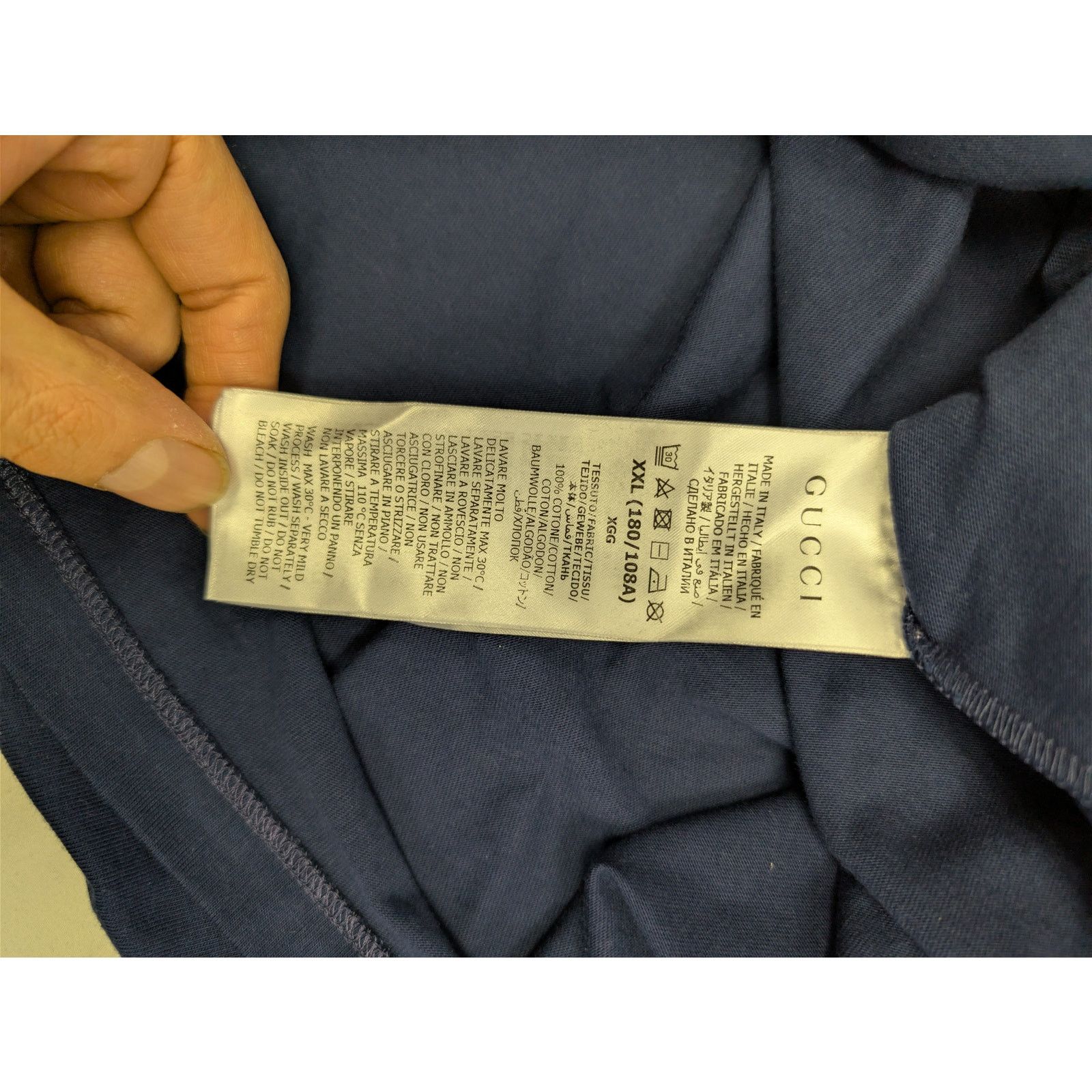 Gucci o1rshd1 Long Sleeve T-Shirt Cotton Jersey in Inchiostro/MC Size US XXL / EU 58 / 5 - 15 Thumbnail