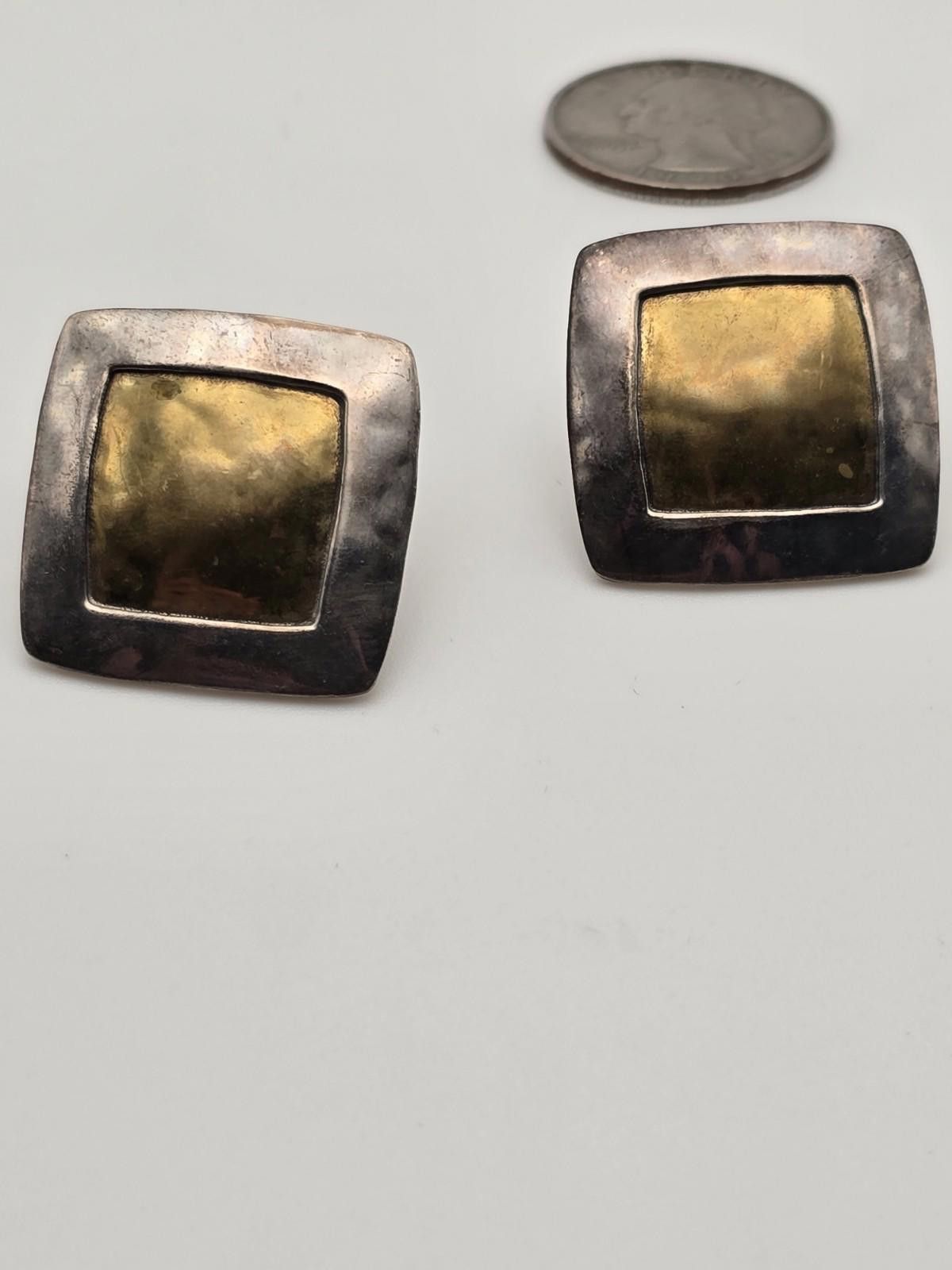 Other Jeep Collins Sterling & Brass Square Modernist Earrings Size ONE SIZE - 1 Thumbnail
