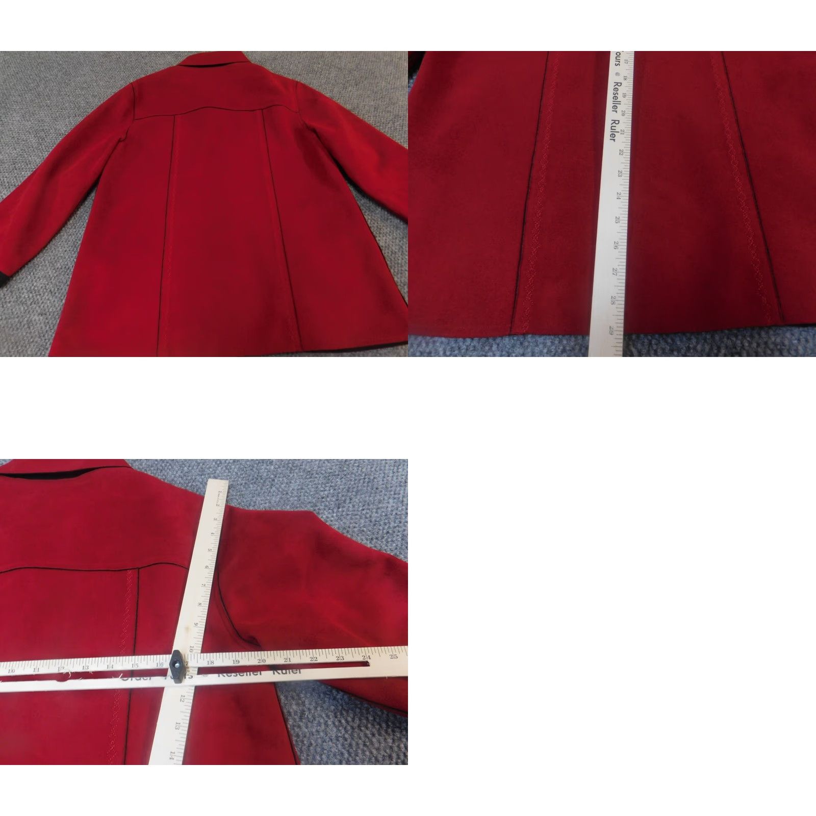 Vintage Alfred Dunner Jacket Red Trench Coat Womens Size 10 Long Sleeve Button Collared Solid Knit Polyester Designer Fall Spring Size L / US 10 / IT 46 - 8 Thumbnail