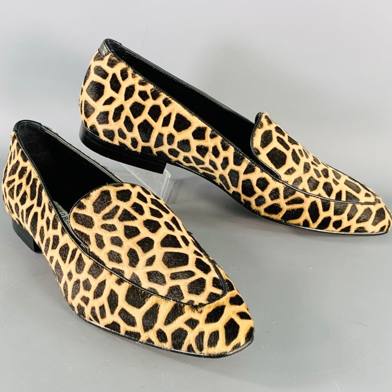 Manolo Blahnik MANOLO BLAHNIK Brown Black Pony Hair Giraffe Loafer Flats Size US 11 / IT 41 - 1 Thumbnail