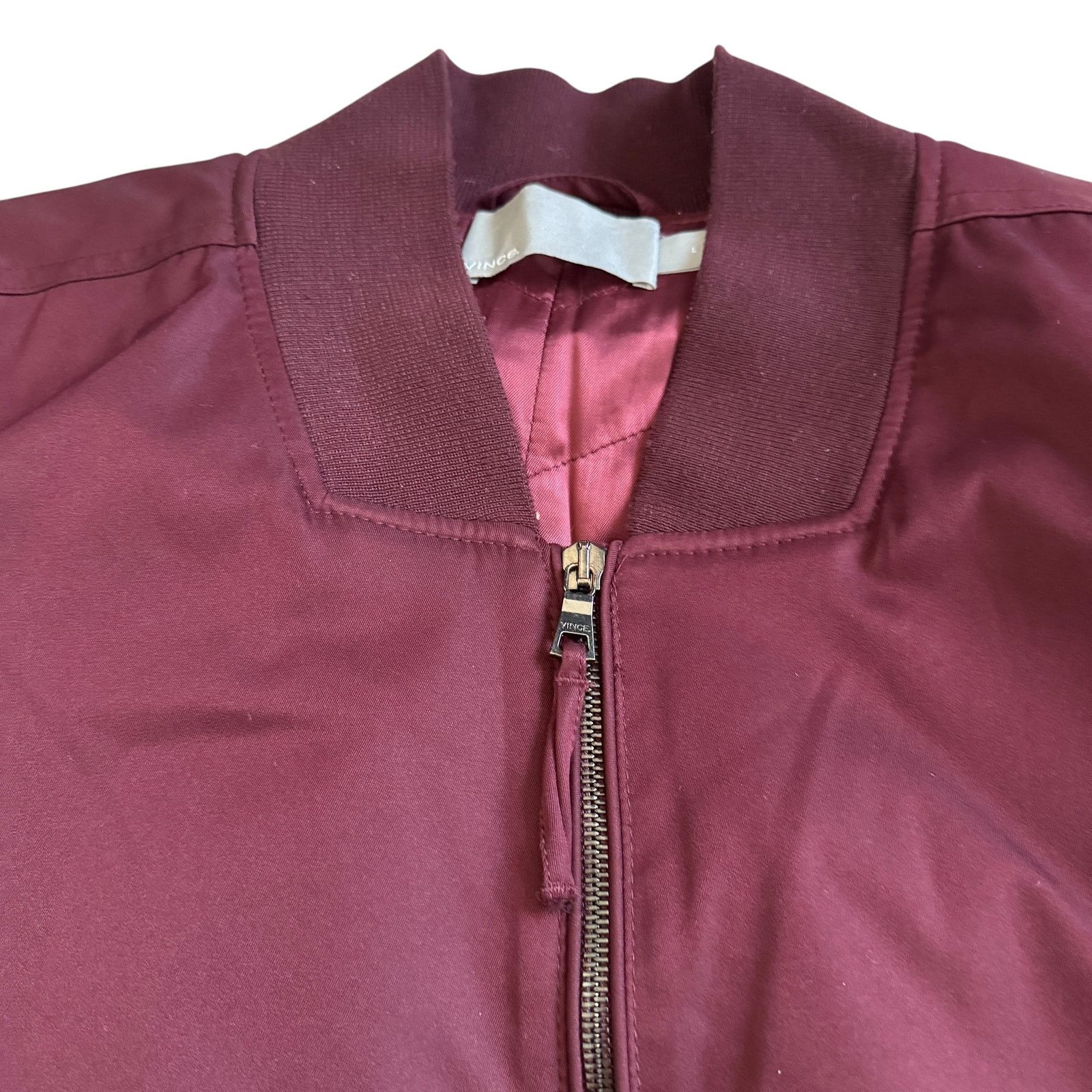 Vince Vince Satin Bomber Jacket Maroon Size US L / EU 52-54 / 3 - 4 Thumbnail