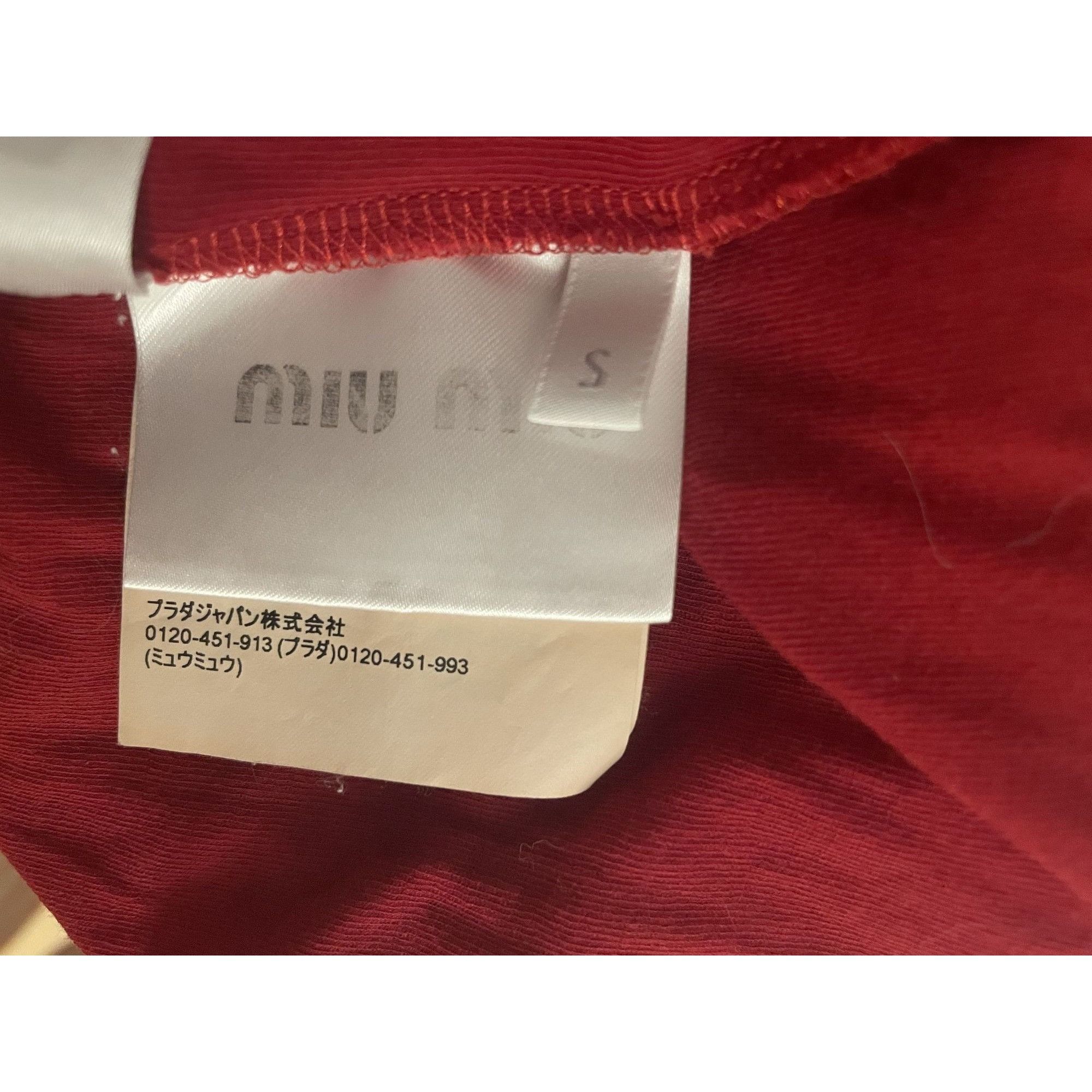 Miu Miu Miu Miu Womens Red Long-Sleeve Crewneck T-Shirt With Logo Pa Size S / US 4 / IT 40 - 13 Thumbnail