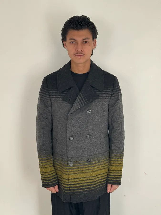 Armani FW2013 Emporio Armani Grey Gradient Striped Yellow Duffle Coat Size US L / EU 52-54 / 3 - 2 Thumbnail
