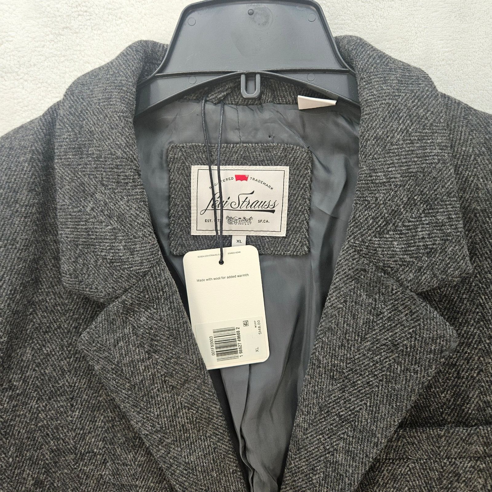 Levi's LEVI'S WOMEN'S XL GRAY WOOL HERRINGBONE BLAZER JACKET NWT Size XL / US 12-14 / IT 48-50 - 2 Thumbnail