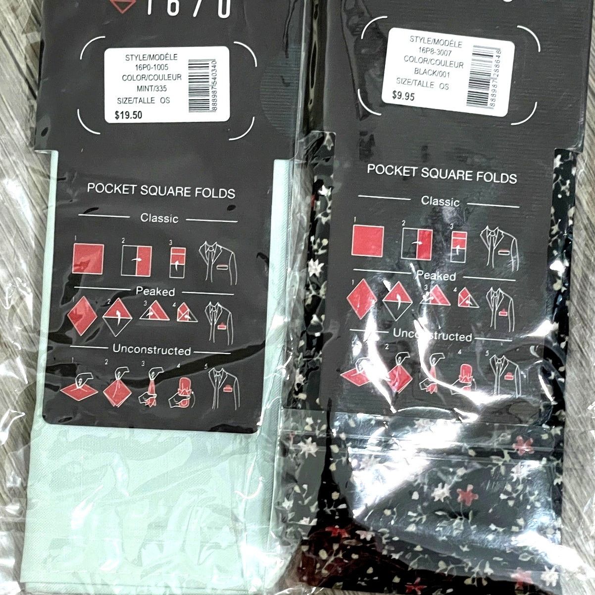 Other 2pc Set 1670 Pocket Square Black Mini Floral Mint Green Size ONE SIZE - 3 Thumbnail