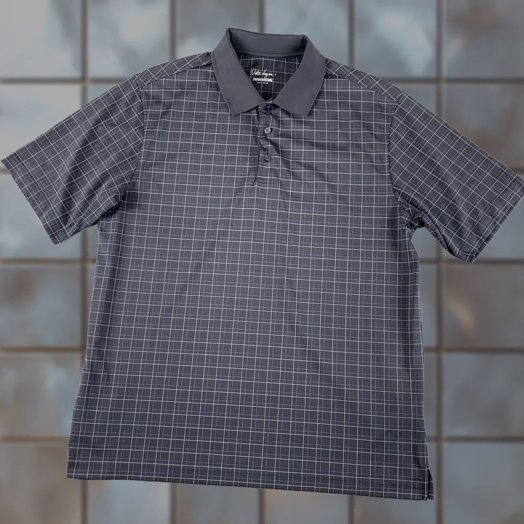 Vintage Walter Hagen Polo Golf Shirt Mens Large Gray check Polyester Short Sleeve Size US L / EU 52-54 / 3 - 1 Thumbnail