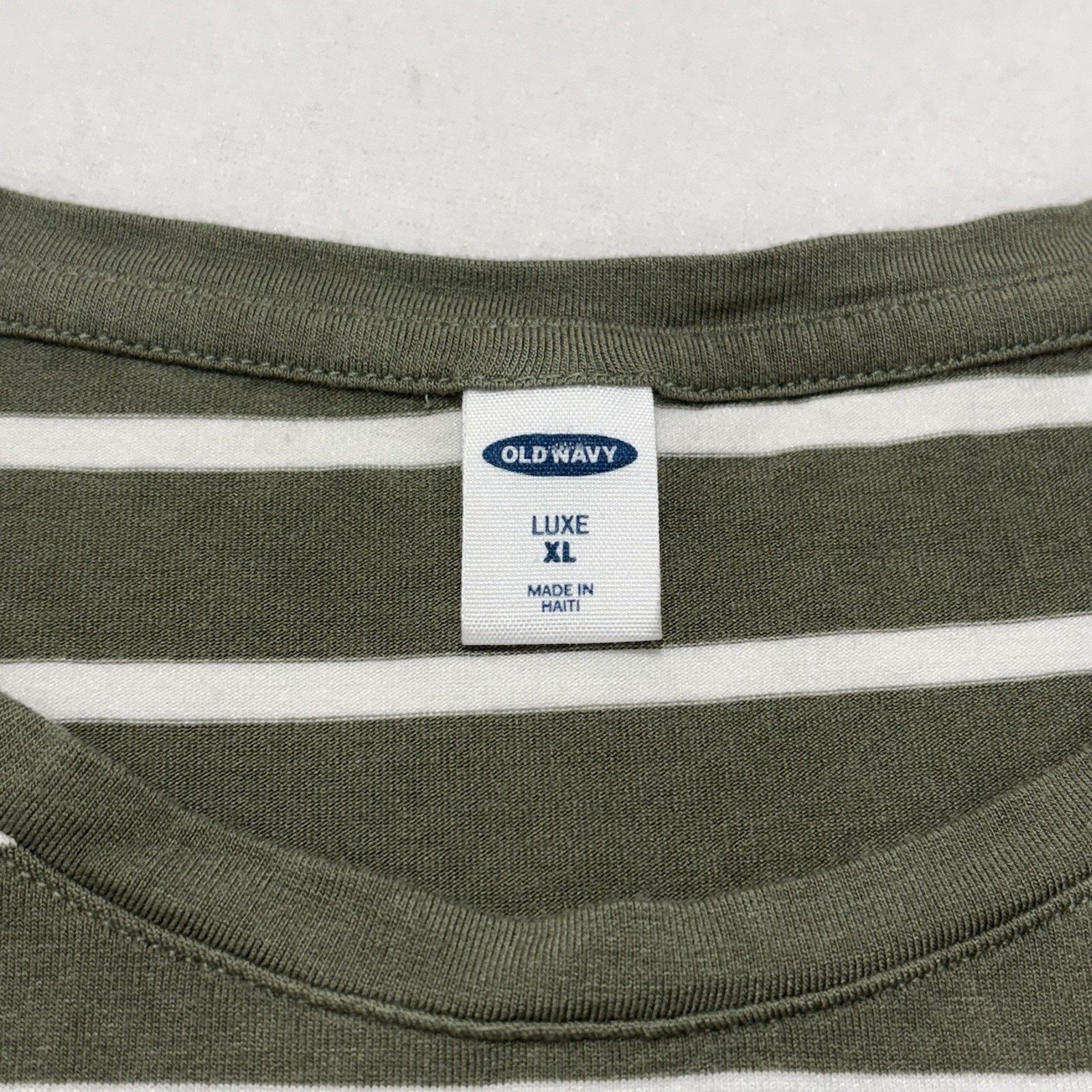 Old Navy Old Navy Luxe Women's XL T Shirt Green Striped Pullover Tee Size XL / US 12-14 / IT 48-50 - 3 Thumbnail
