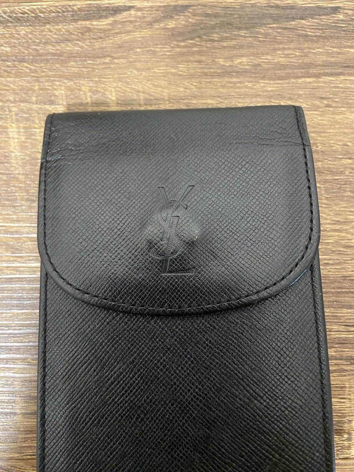Saint Laurent Paris YSL black saffiano leather cigarette case + tie bar set of 2 Size ONE SIZE - 3 Thumbnail
