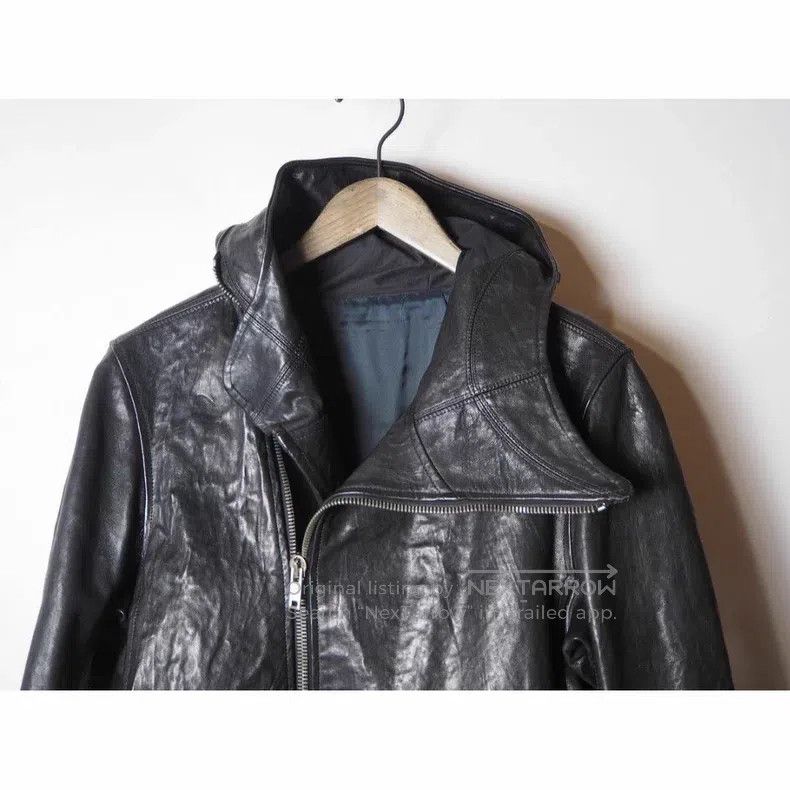 Rick Owens RICK OWENS High Collar Hooded Leather Jacket Size US S / EU 44-46 / 1 - 4 Thumbnail
