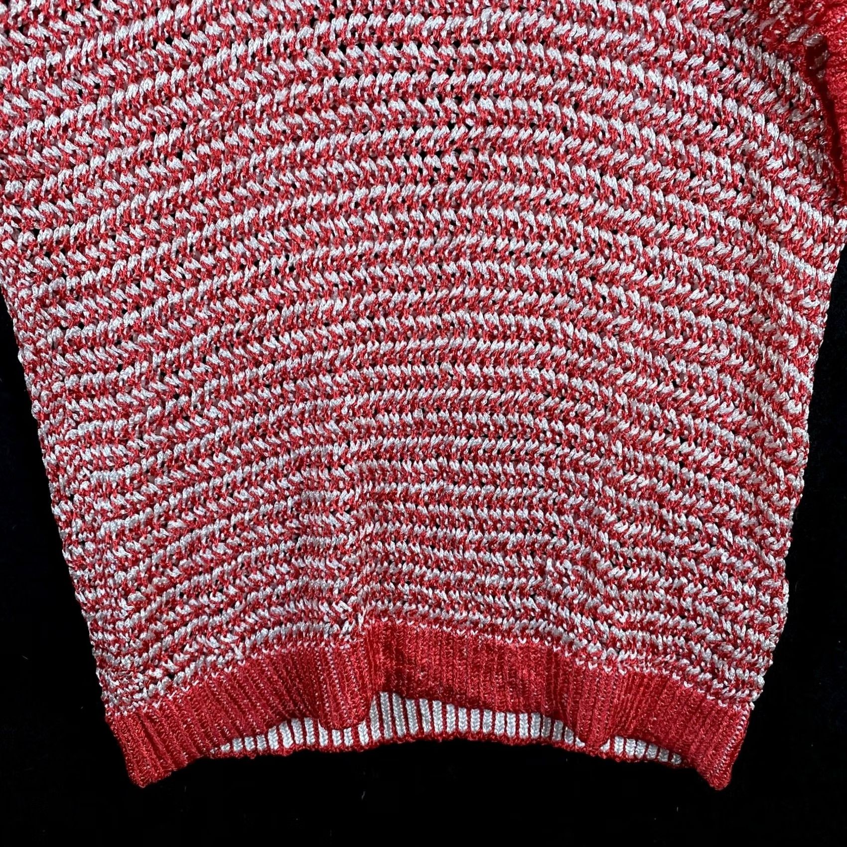 Vintage Chicos Womens Sweater Red White Pullover Open-Knit Short Sleeve Round Neck 2 (L) Size L / US 10 / IT 46 - 3 Thumbnail