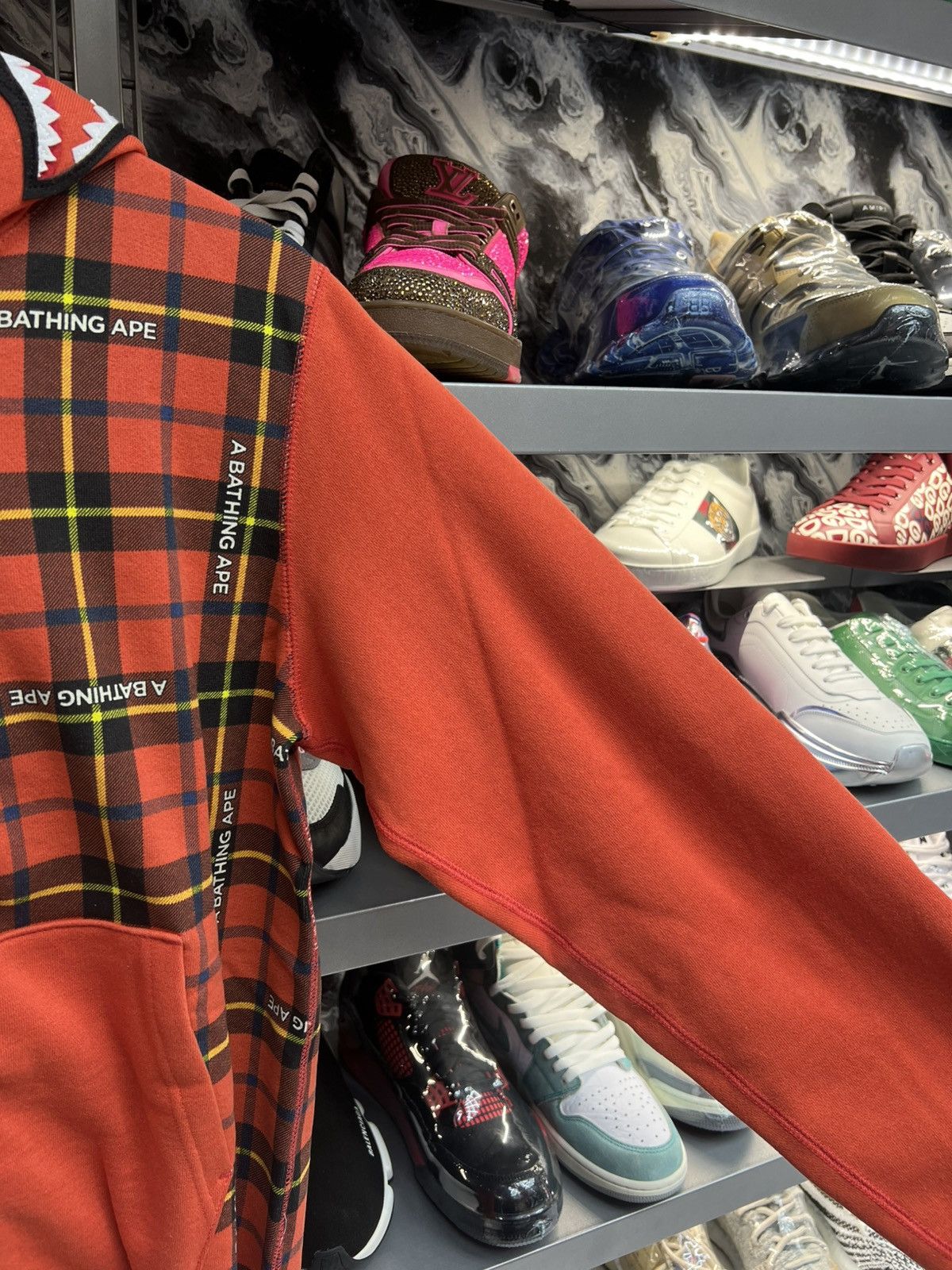 Bape Bape Red Plaid Shark FullZip Hoodie Size US M / EU 48-50 / 2 - 4 Thumbnail
