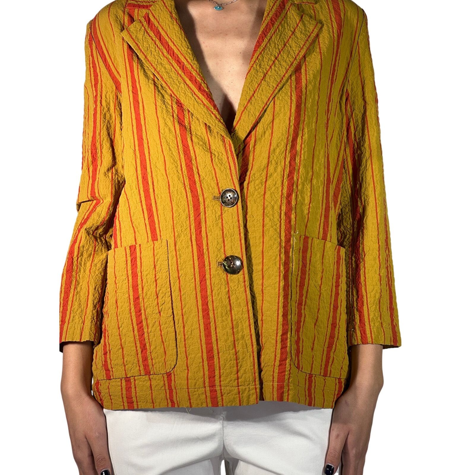 Other MOMONI Omaha Blazer Jacket Striped Mustard Yellow IT 42 US 6 Size M / US 6-8 / IT 42-44 - 2 Thumbnail