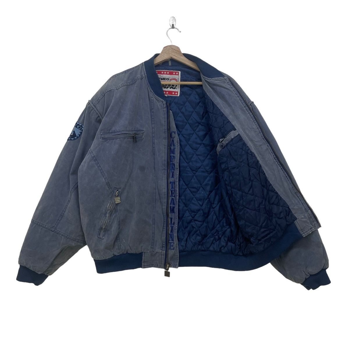 image of American College x Nutmeg Mills VTG Nutmeg Mills University North Caronila Bomber Jacket in Faded B