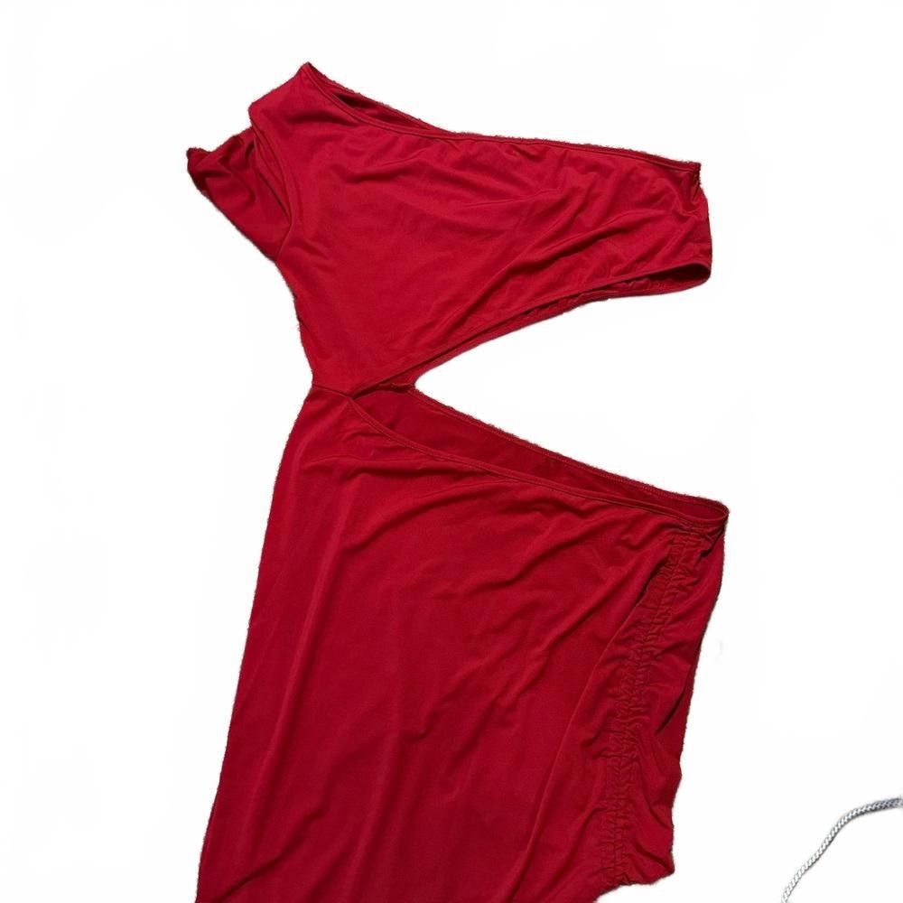 Designer Stylish Red Cut-Out Bodycon Dress Size 4XL / US 24-26 - 2 Thumbnail