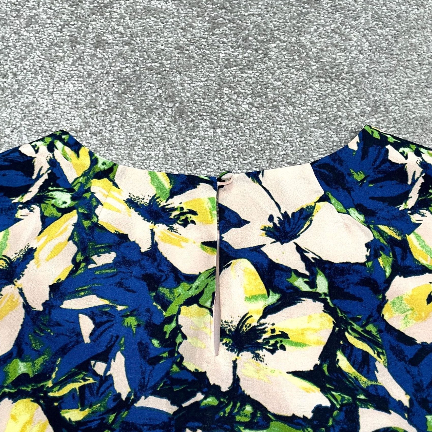J.Crew J. Crew Floral Shift Midi Dress Womens 00 Blue Lined Short Sleeve Work Casual Size 24" / US 00 / IT 34 - 3 Thumbnail