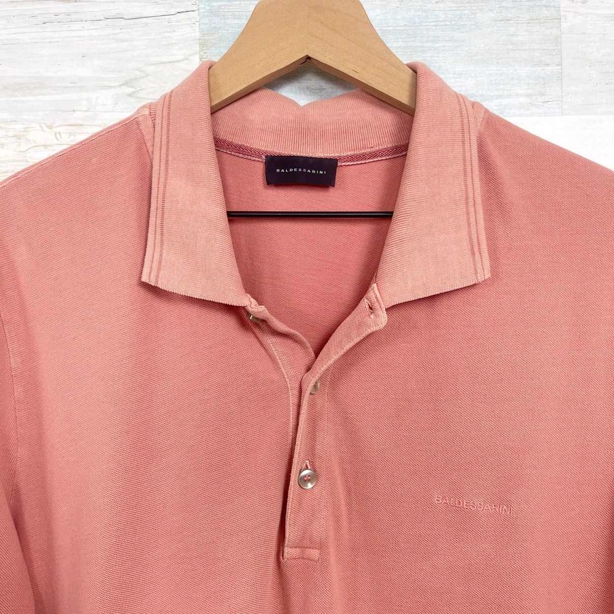 Baldessarini BALDESSARINI Pique Washed Polo Shirt Pink Short Sleeve 46 Size US XL / EU 56 / 4 - 2 Thumbnail