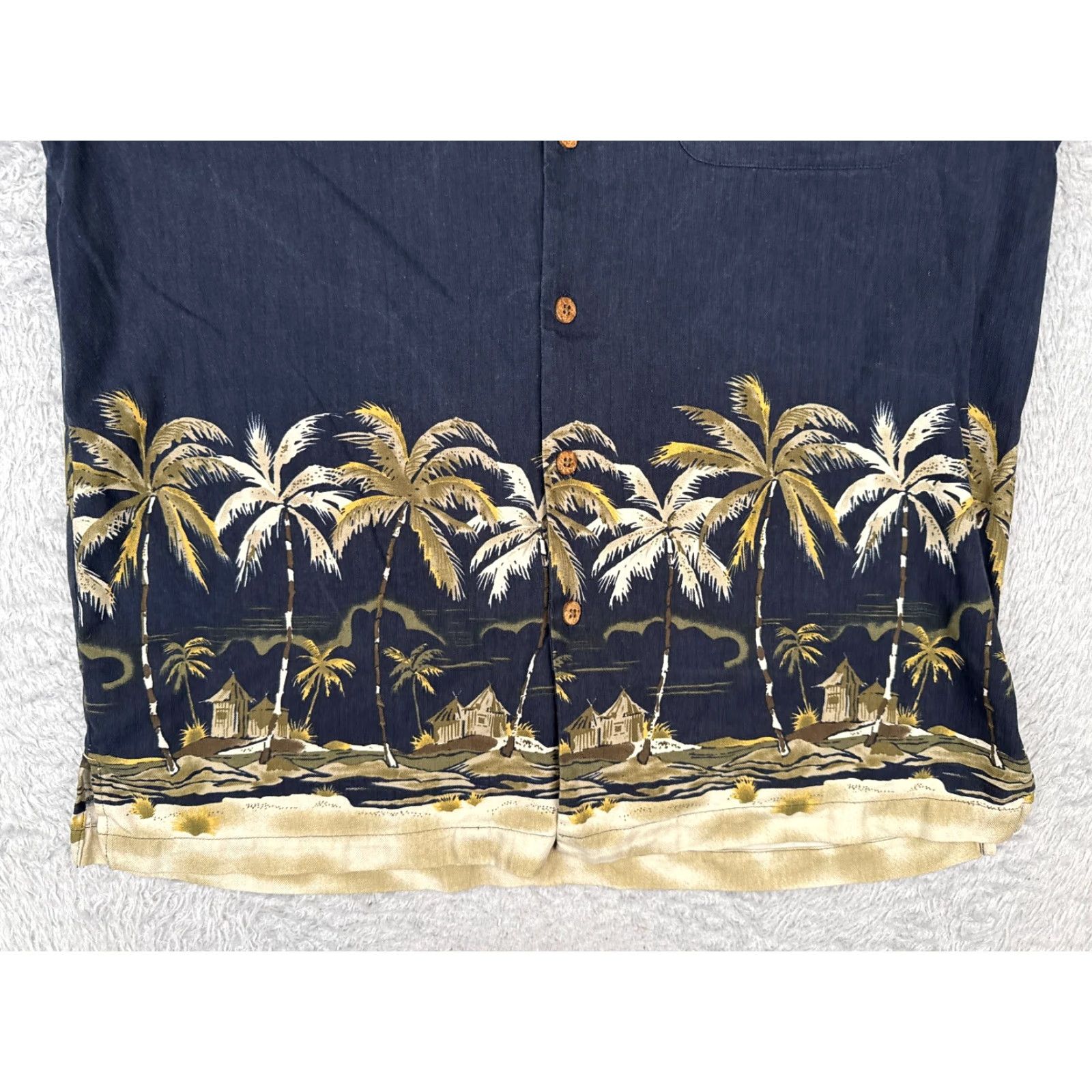 Vintage Eagle Dry Goods Shirt Men Small Blue Beige 100% Silk Palm Hut Wood Button Up Size US S / EU 44-46 / 1 - 5 Thumbnail