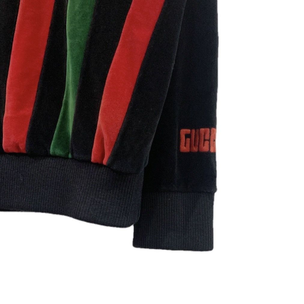 Gucci Gucci Black Red-Green Stripe Velvet Hooded Sweatshirt K26WX Size S / US 4 / IT 40 - 5 Thumbnail
