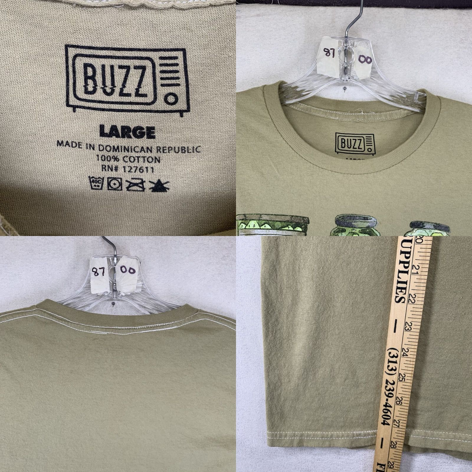 Etro Buzz Retro Canned Pickle T-Shirt Adult Large All Cotton Unisex Summer Spring Funny Nature Retro Graphic Print Size US L / EU 52-54 / 3 - 8 Thumbnail