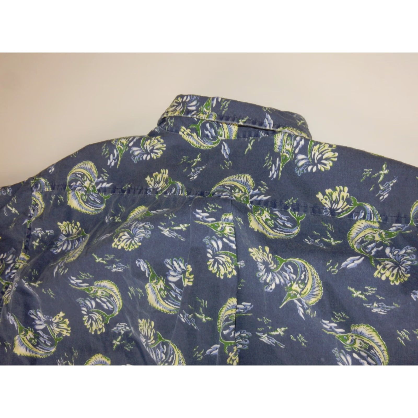 J.Crew VTG J.CREW Shirt Men Hawaiian Blue Cotton Short Sleeve L Marlins Sailfish Swordfish 90s Size US L / EU 52-54 / 3 - 3 Thumbnail