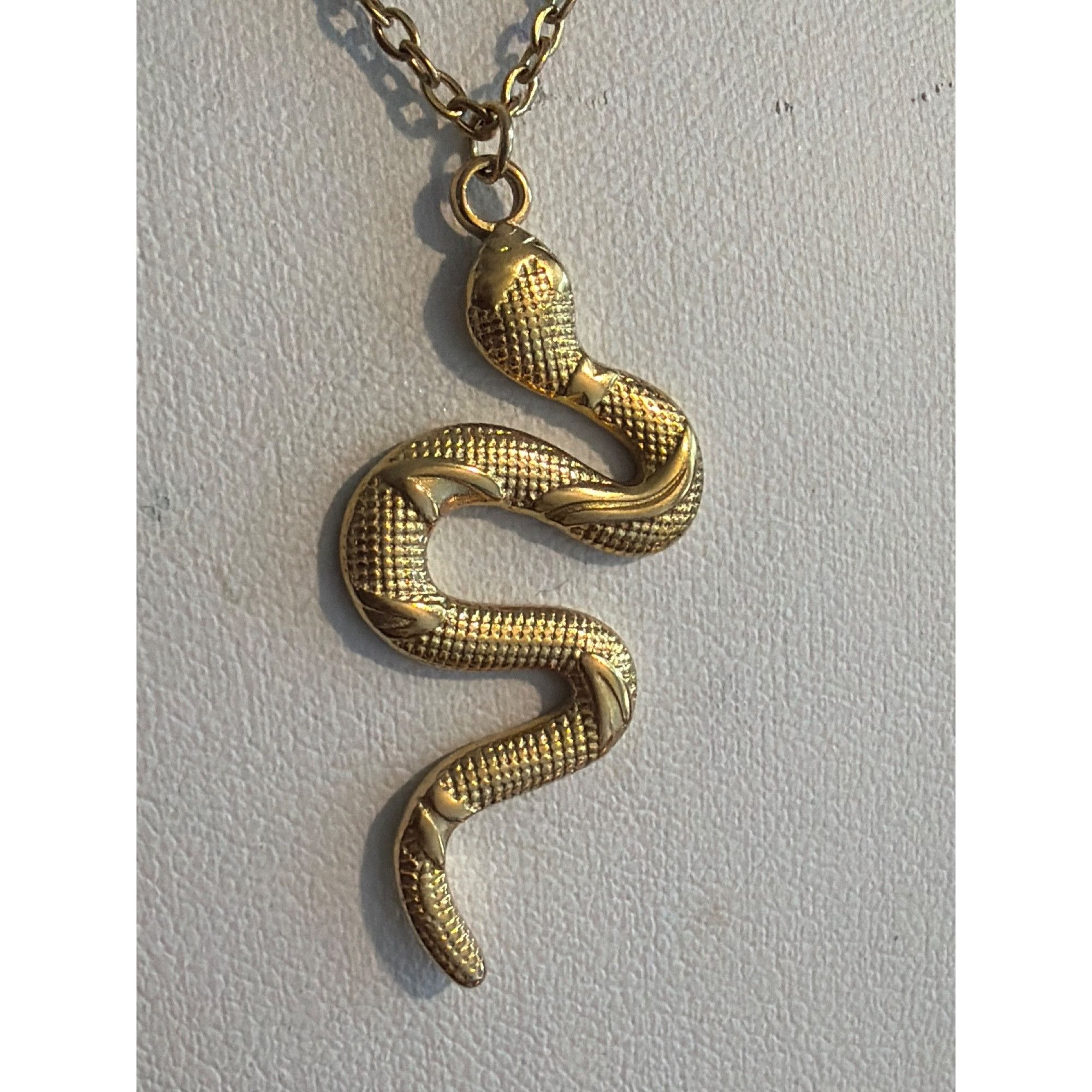 Other Gold Tone Snake Pendant Necklace Textured Serpent Adj 22" Un Size ONE SIZE - 2 Thumbnail