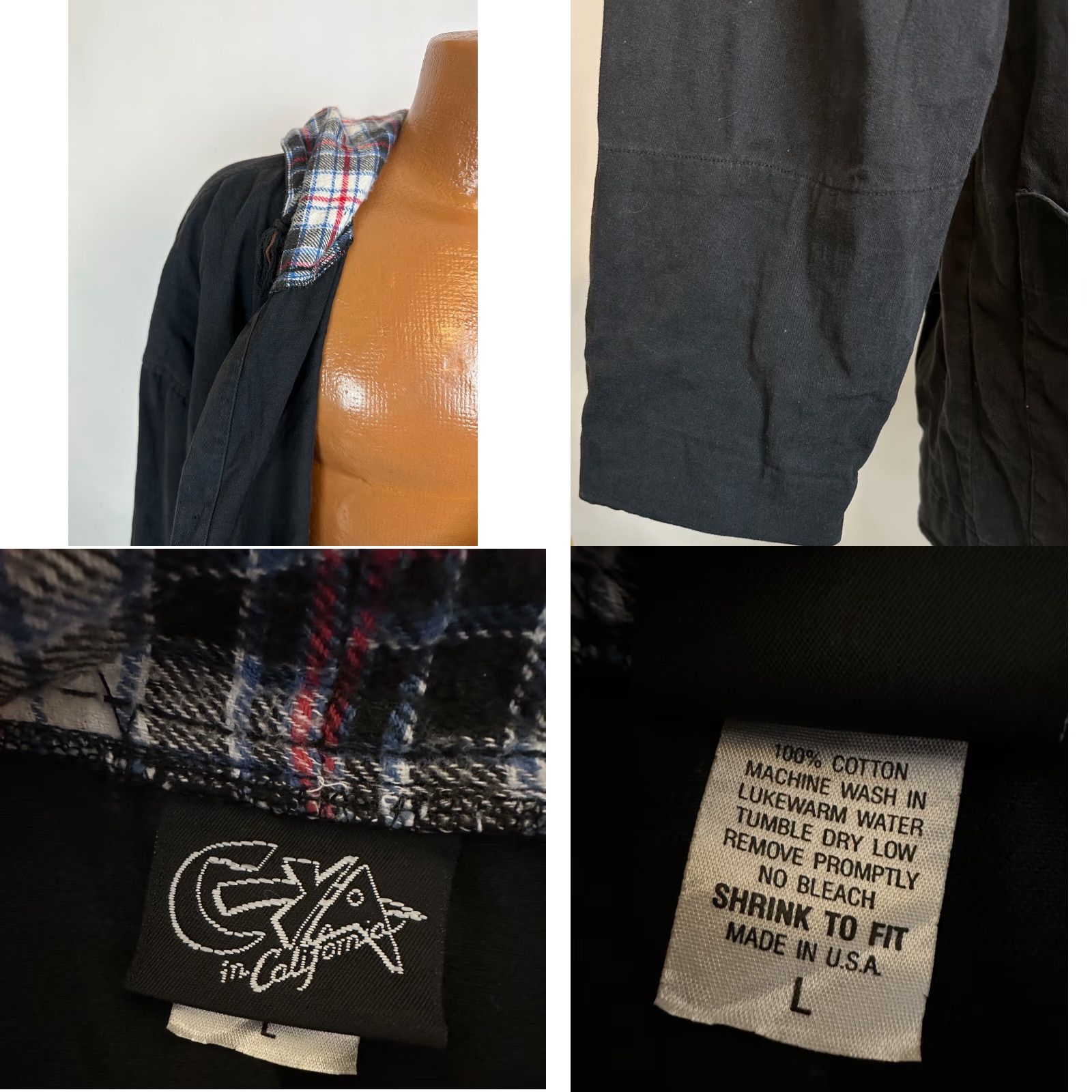 Vintage Vintage 90s Hooded Jacket Adult Large Relaxed Fit Minimal Plaid Flannel Lined Size US L / EU 52-54 / 3 - 9 Thumbnail