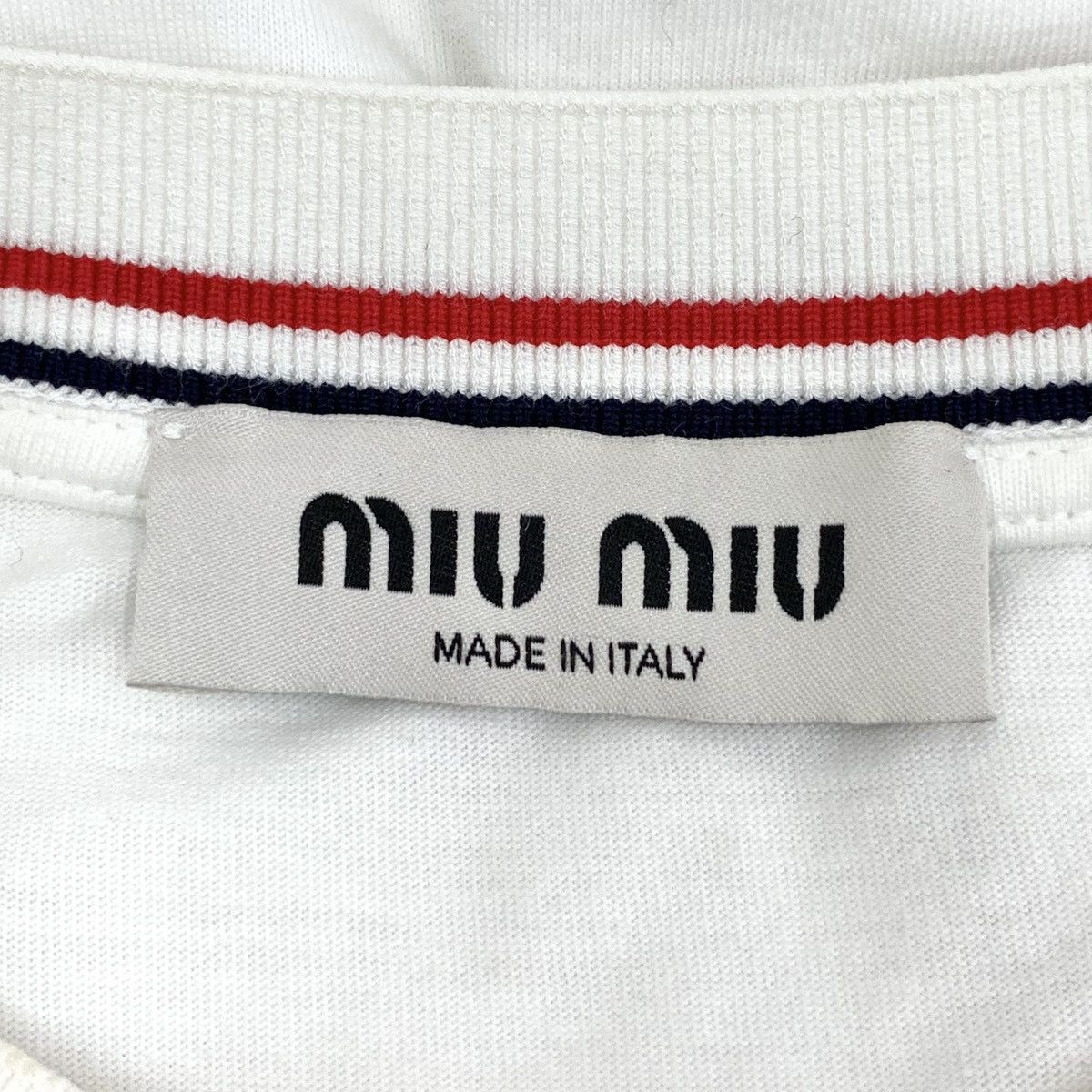 Miu Miu Miu Miu 2022 White Logo Intarsia Short Sleeve T-shirt K26WX Size M / US 6-8 / IT 42-44 - 6 Thumbnail