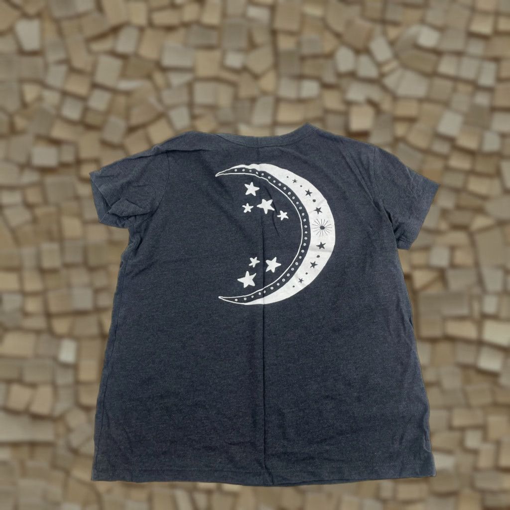 Vintage Mighty Fine T-Shirt Women Gray Cut Out Round Neck To the Moon & Back S Size S / US 4 / IT 40 - 1 Thumbnail