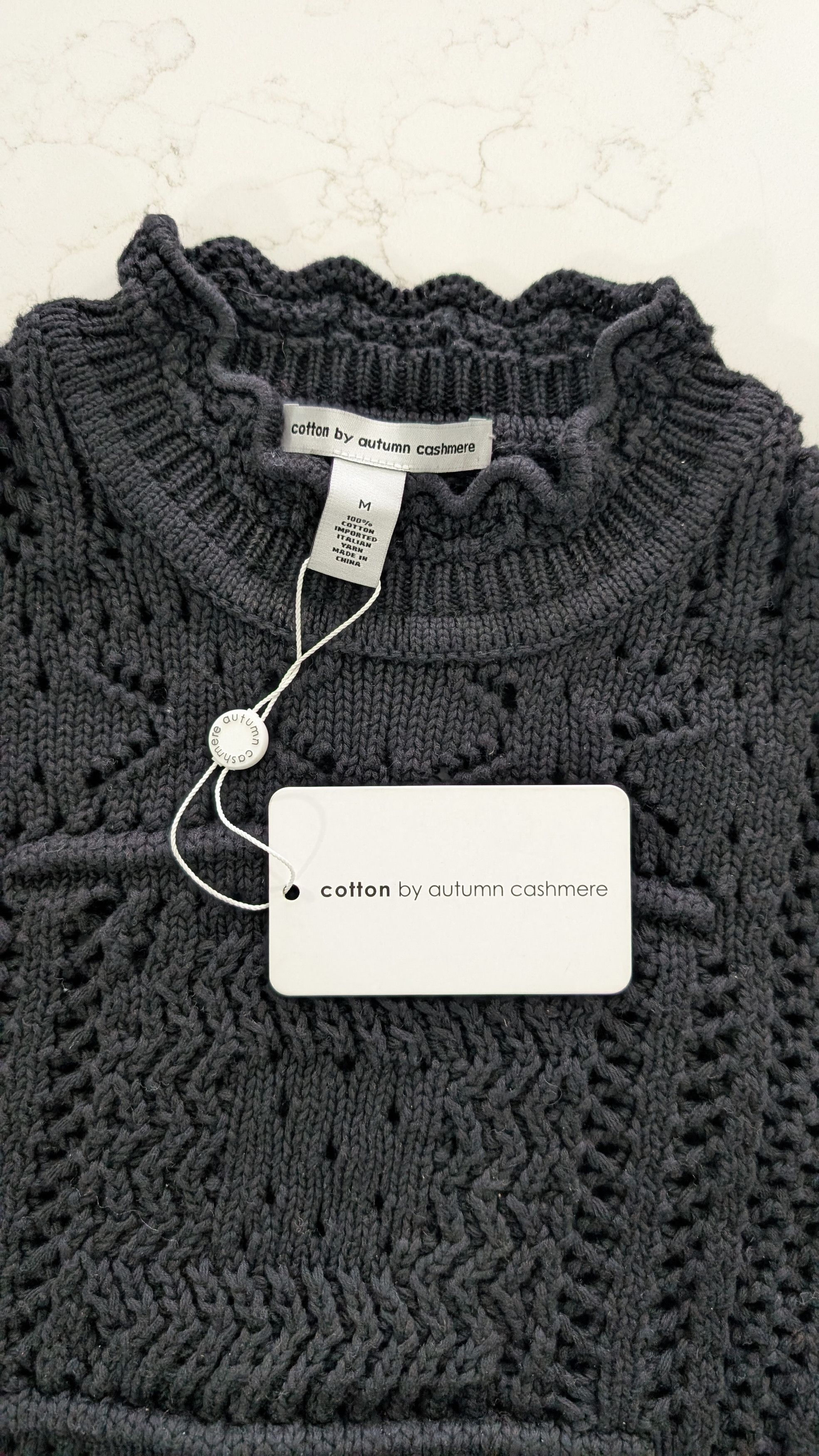 Autumn Cashmere AUTUMN CASHMERE Puff Sleeve Tile Stitch Mock Neck Size M Size M / US 6-8 / IT 42-44 - 7 Thumbnail