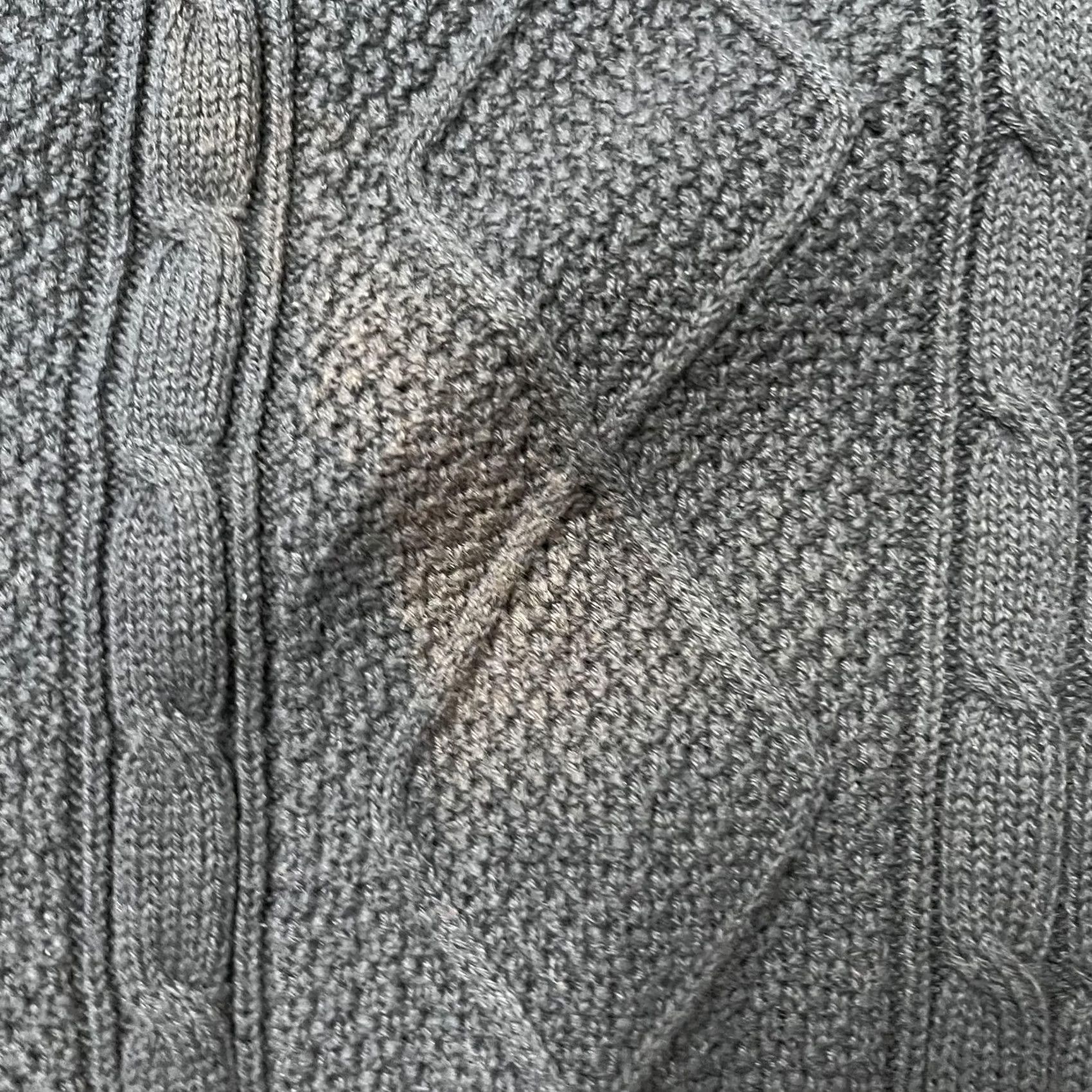 Vintage VINTAGE Alan Flusser Sweater Mens Large Gray Full Zip Cable Knit Cotton Mock Neck Size US L / EU 52-54 / 3 - 3 Thumbnail