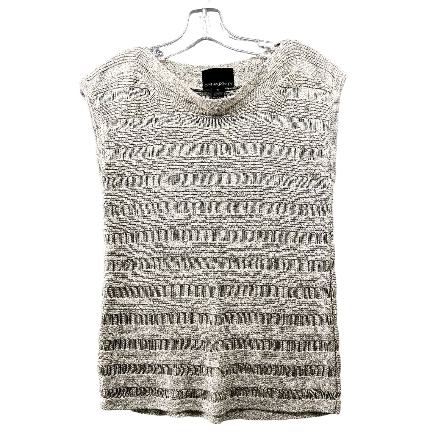 Cynthia Rowley Cynthia Rowley Open Knit Sweater Womens M Metallic Sleeveless Vest Boat Neck Shirt Size M / US 6-8 / IT 42-44 - 2 Thumbnail