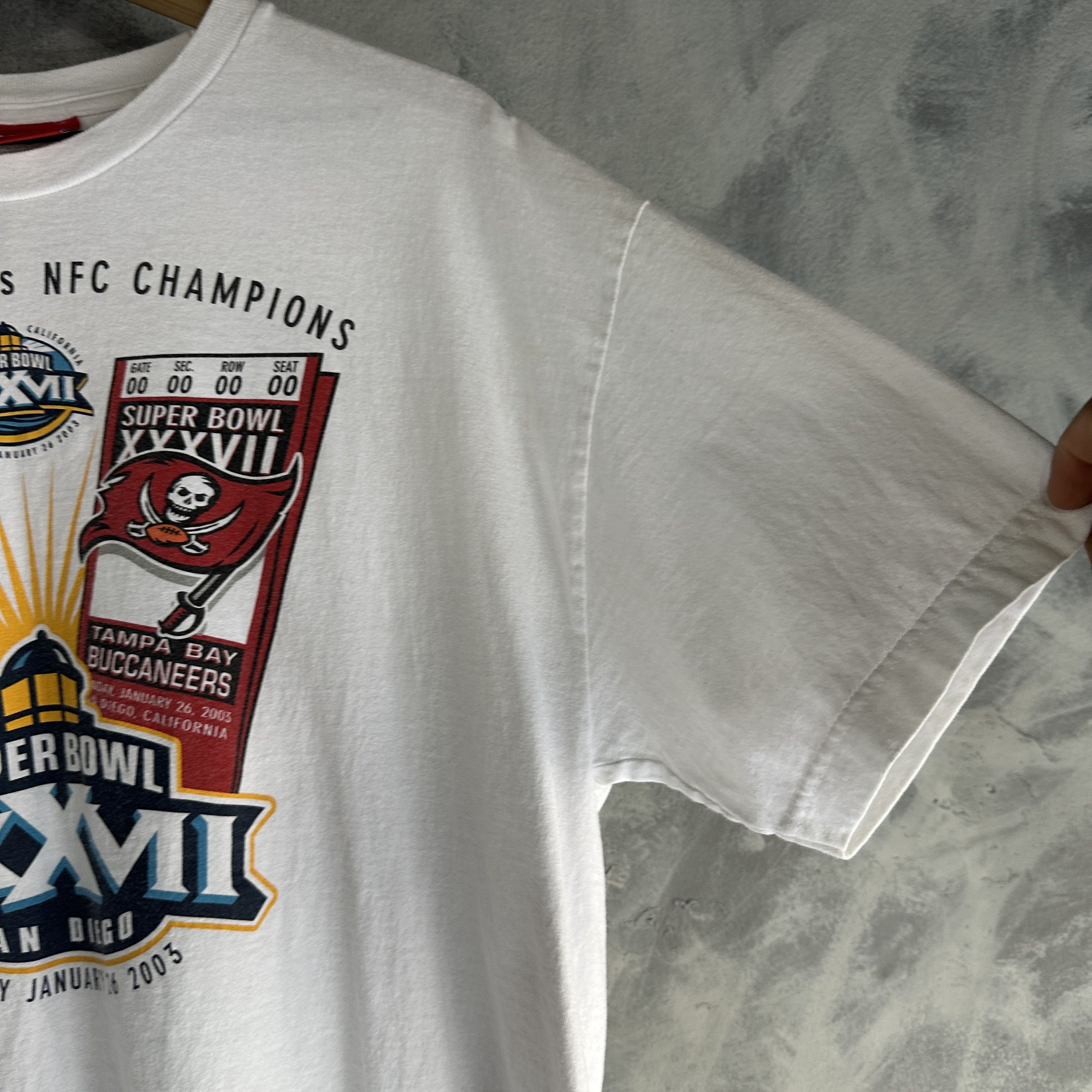 Reebok Vtg Superbowl Raiders Buccaneers T-Shirt XXXVII San Diego Size US XL / EU 56 / 4 - 4 Thumbnail