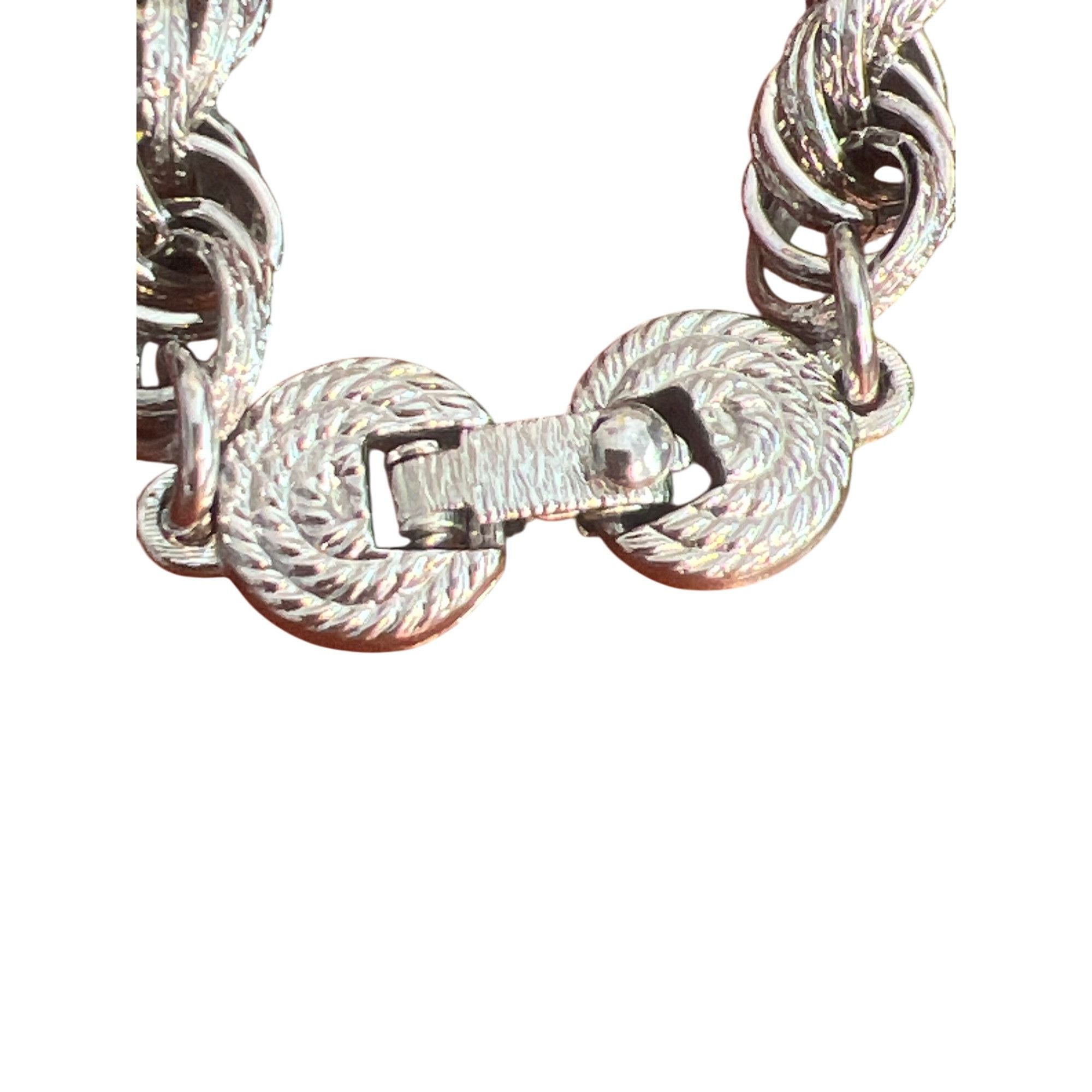 Monet Vintage Monet Silver Tone Rope Chain Necklace Textured Links Size ONE SIZE - 4 Thumbnail